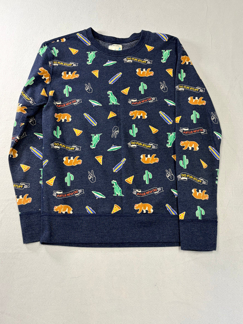 Crewcuts by J.Crew Do Fun Stuff Print Sweatshirt Size 16 Navy
