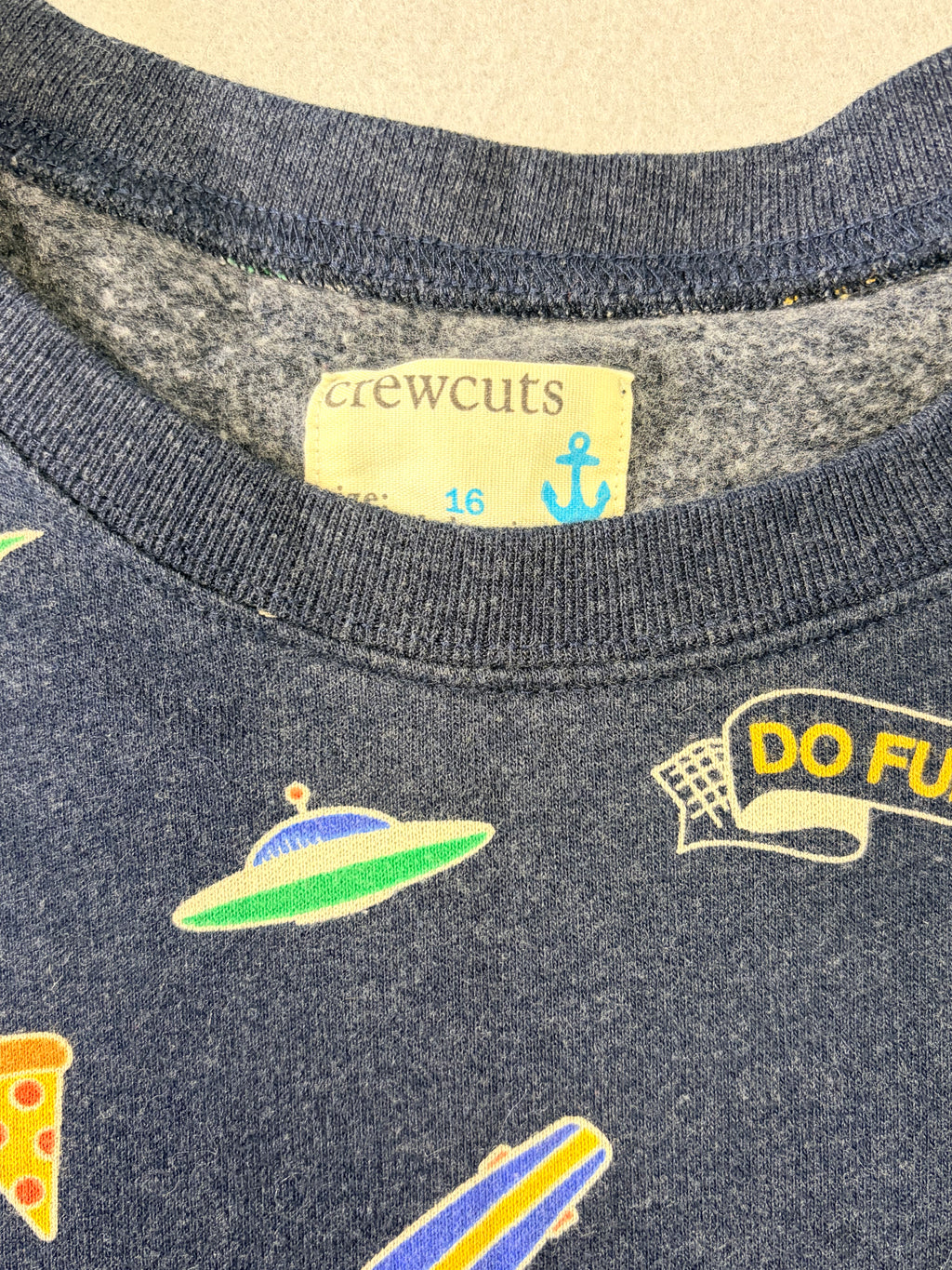 Crewcuts by J.Crew Do Fun Stuff Print Sweatshirt Size 16 Navy