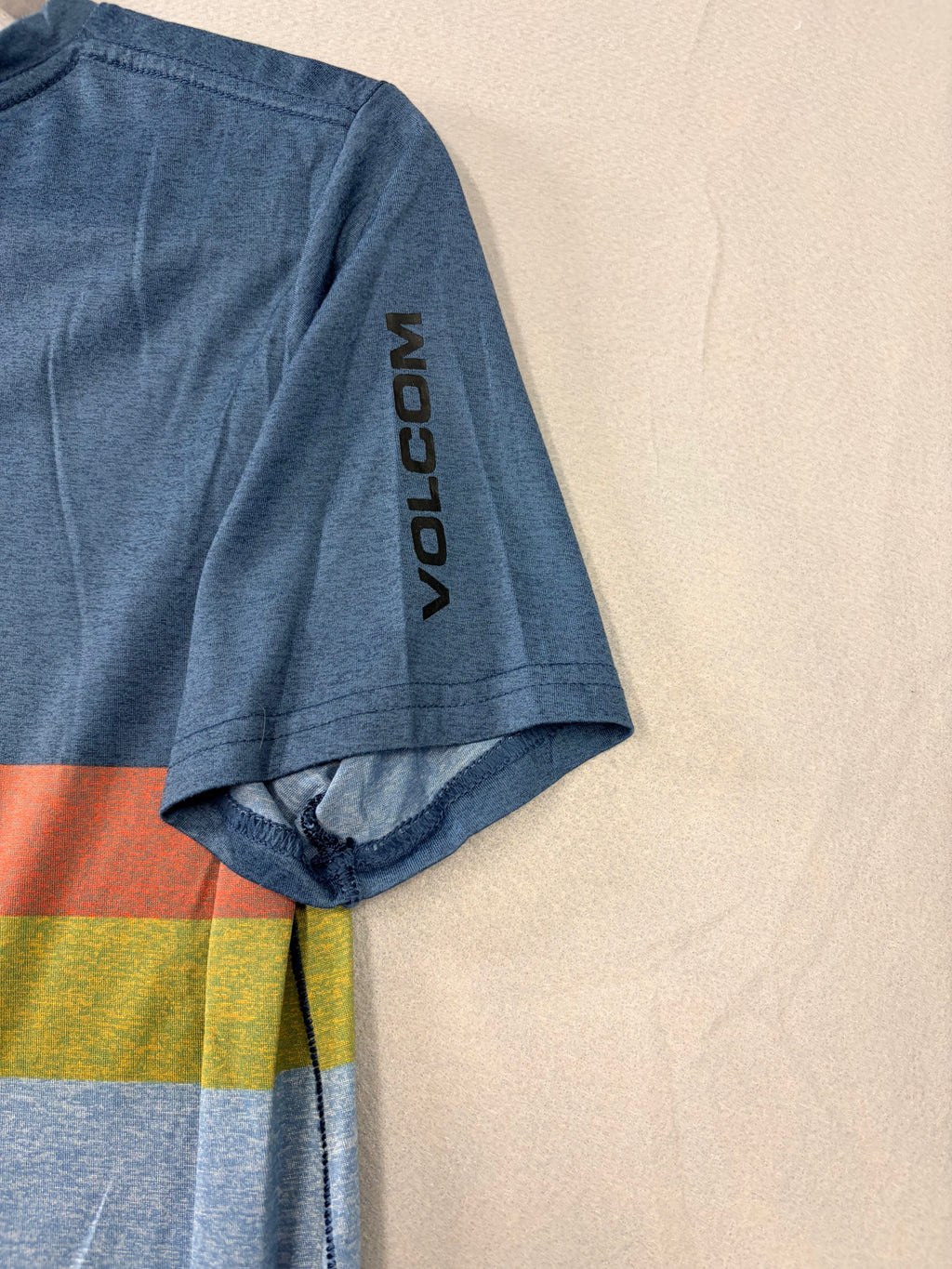 Volcom Lido Colorblock Stripe Blue Youth XL T-Shirt UPF 30+