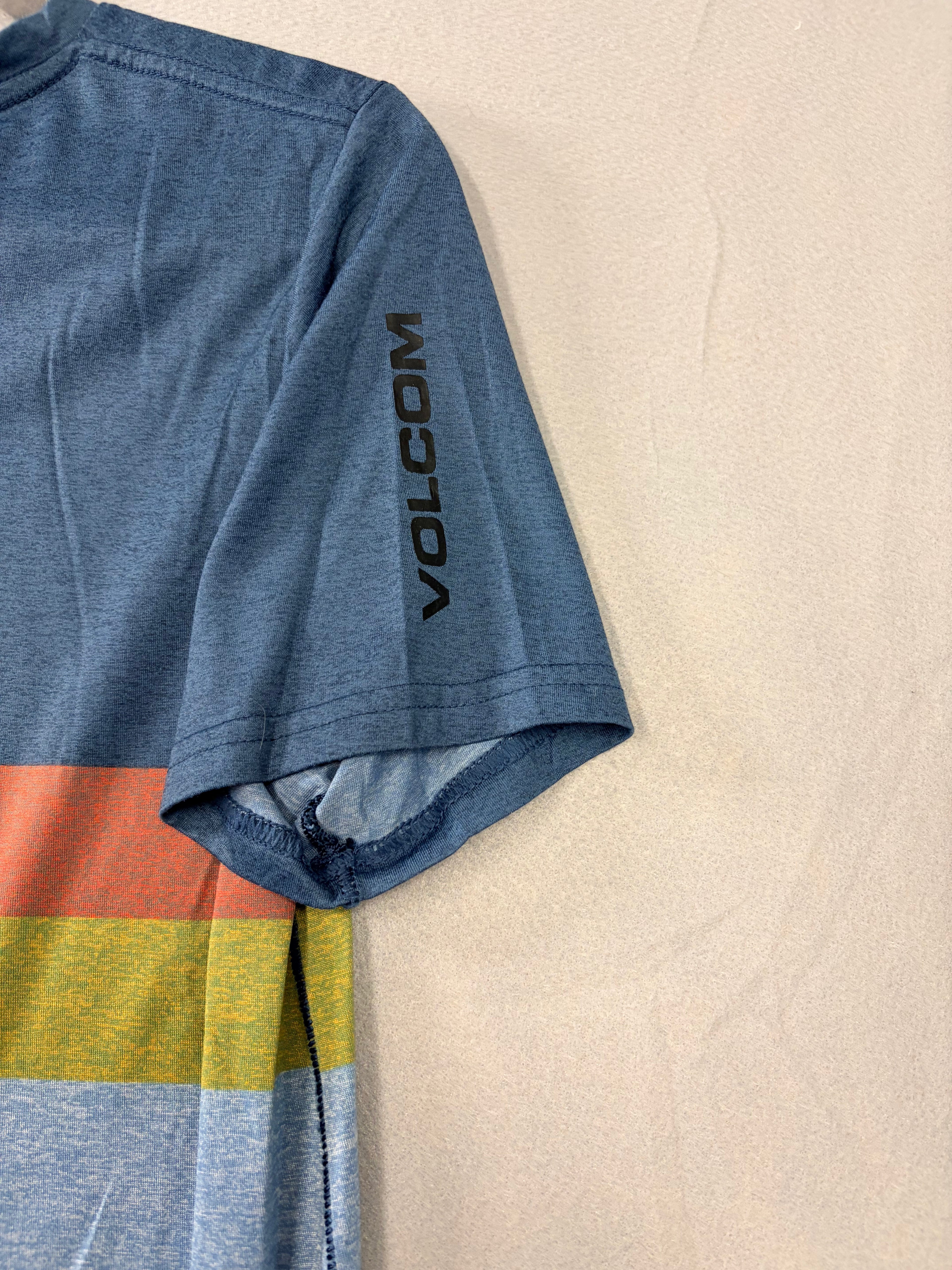 Volcom Lido Colorblock Stripe Blue Youth XL T-Shirt UPF 30+