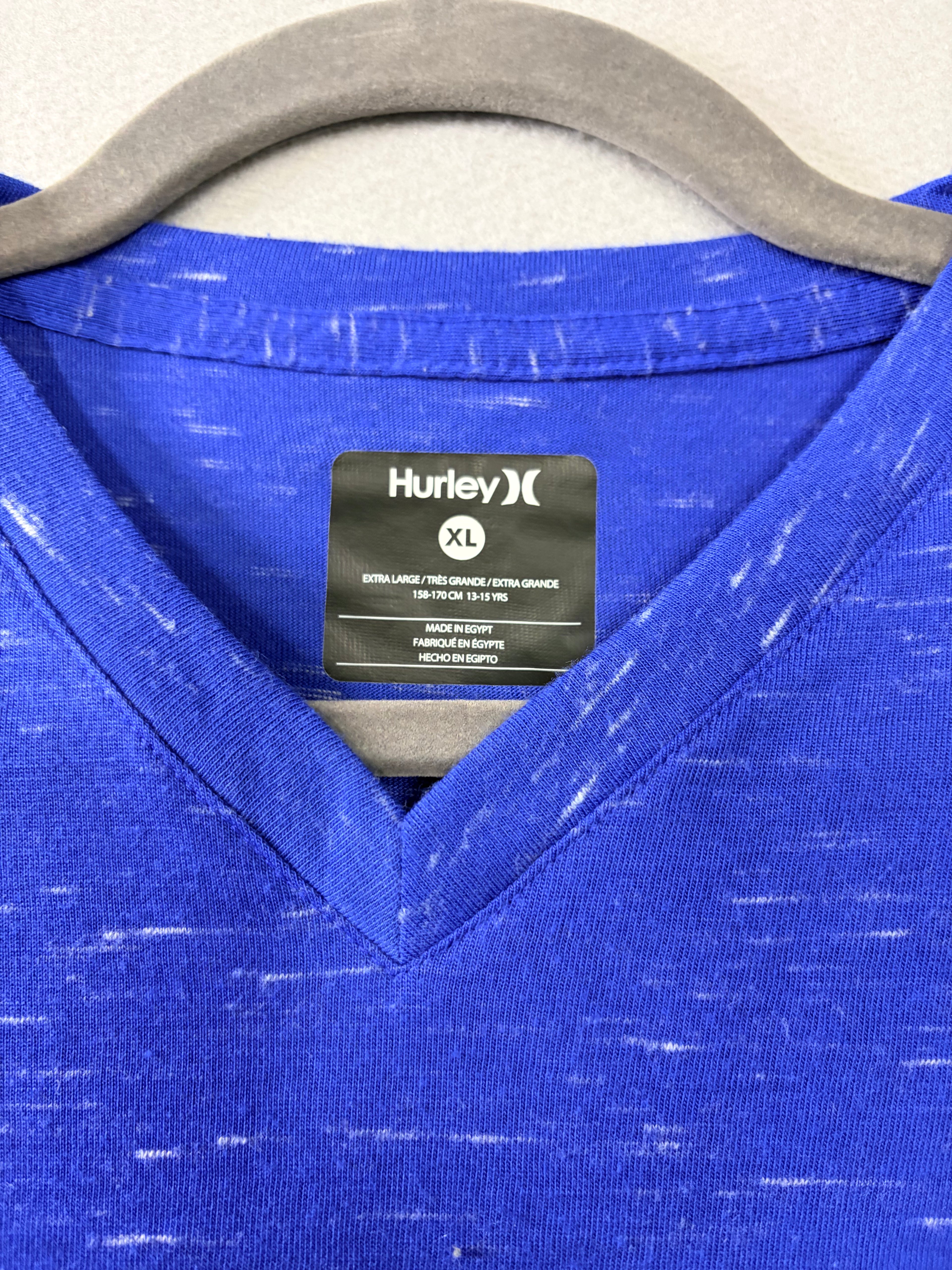 Hurley Soft Basic Cloud Slub Blue XL V-Neck T-Shirt Men's