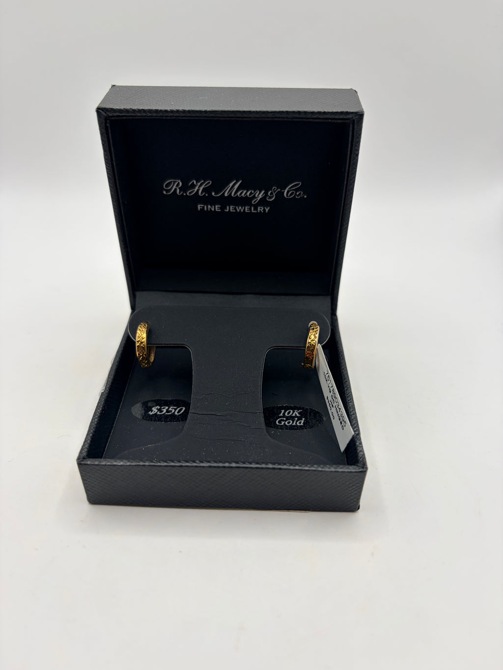 R.H. Macy & Co. 10k Gold Diamond Cut Hoop Earrings - NIB