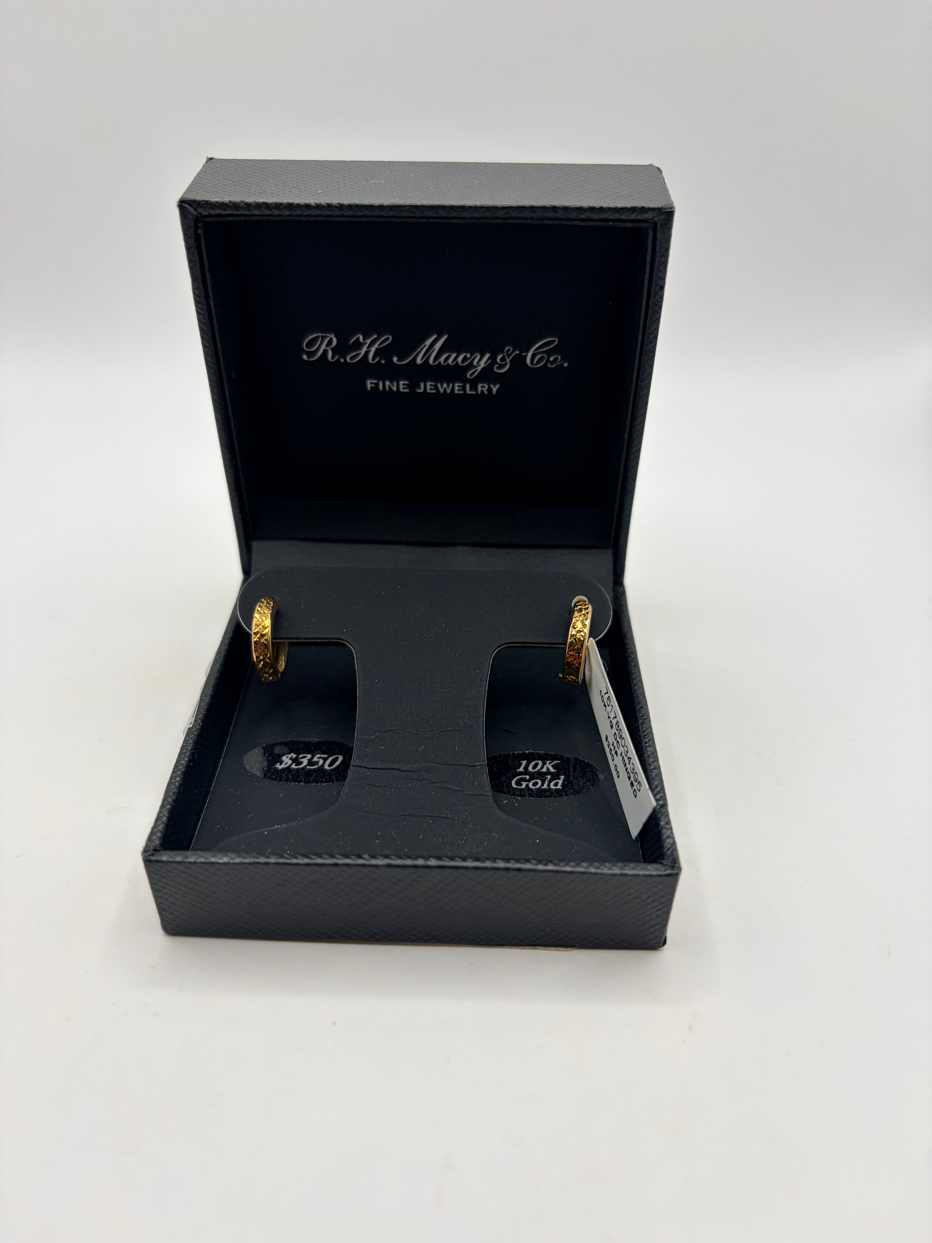 R.H. Macy & Co. 10k Gold Diamond Cut Hoop Earrings - NIB