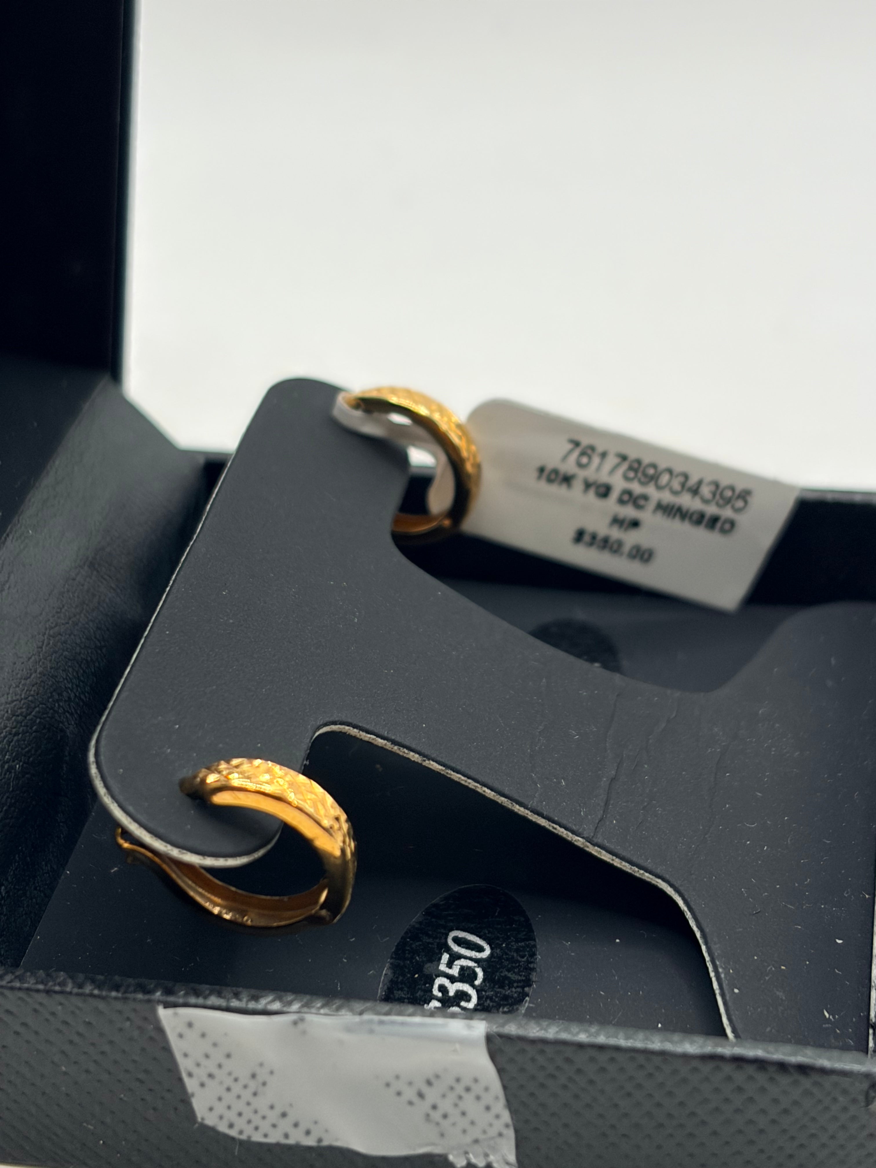 R.H. Macy & Co. 10k Gold Diamond Cut Hoop Earrings - NIB