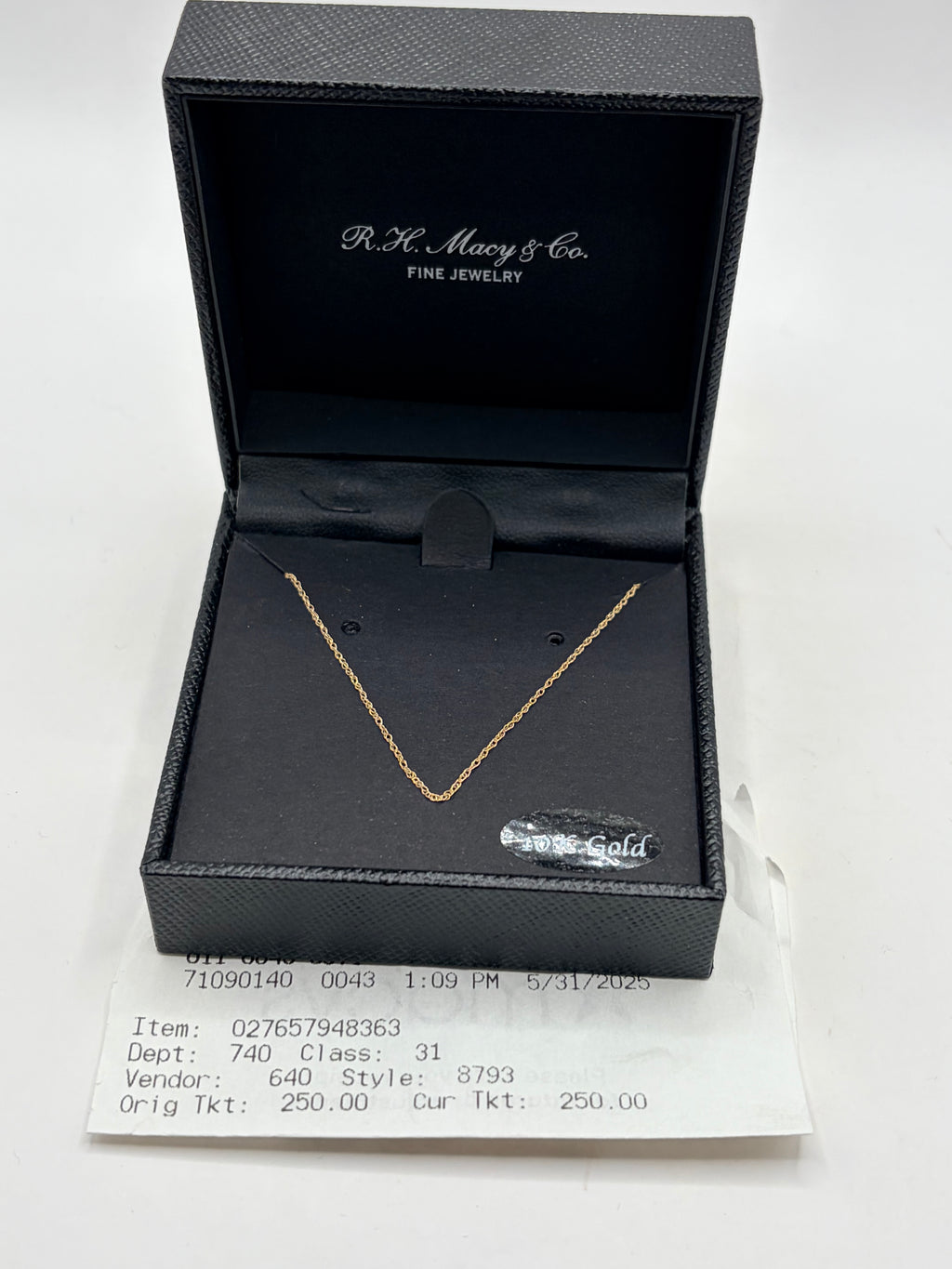 Macy's 10K Gold Cable Chain Style 8793 Necklace Women's