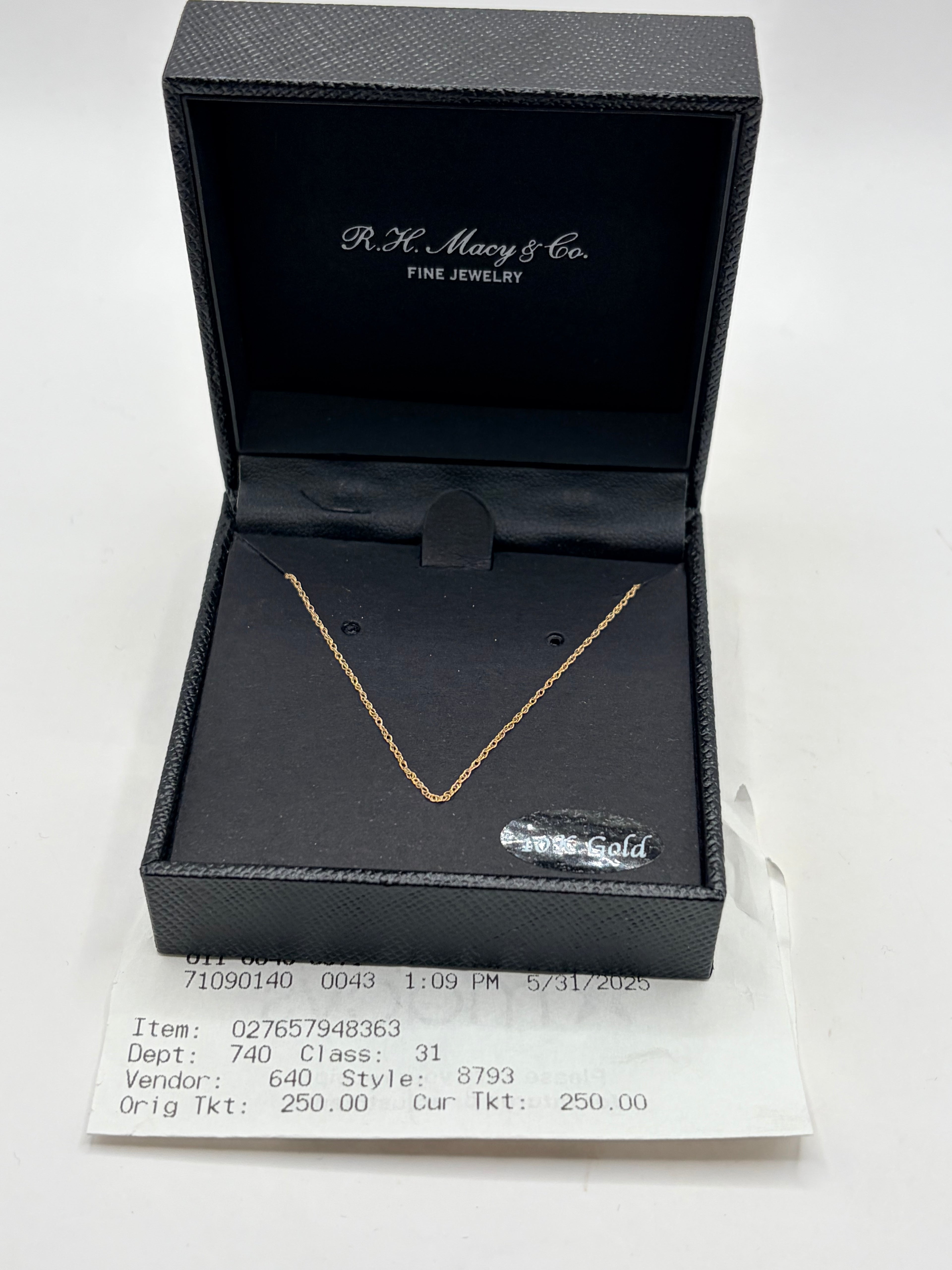 Macy's 10K Gold Cable Chain Style 8793 Necklace Women's