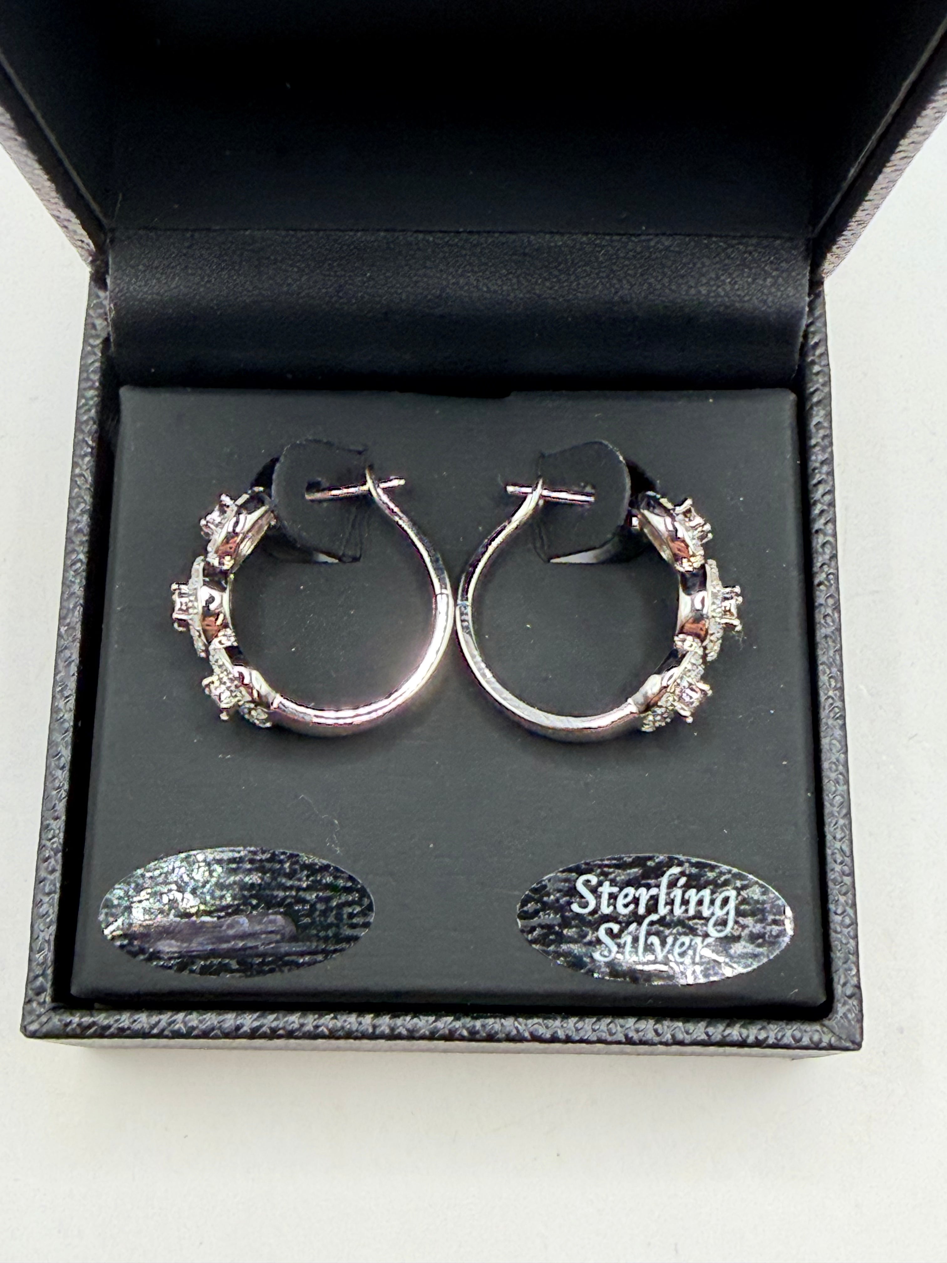 Forever Grown Diamonds Lab Grown Triple Halo Hoop Earrings (1/2 ct. t.w.) Sterling Silver