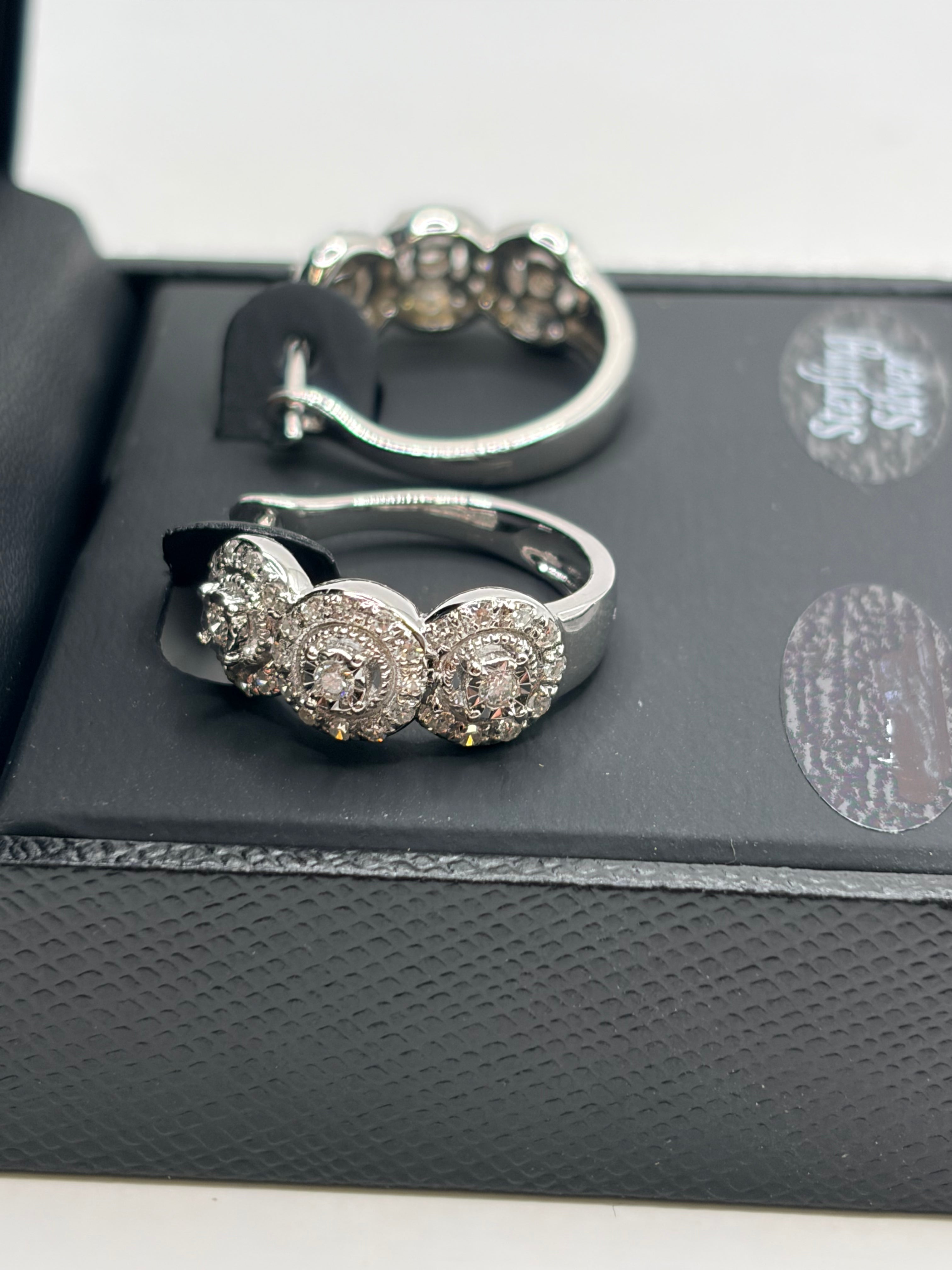 Forever Grown Diamonds Lab Grown Triple Halo Hoop Earrings (1/2 ct. t.w.) Sterling Silver