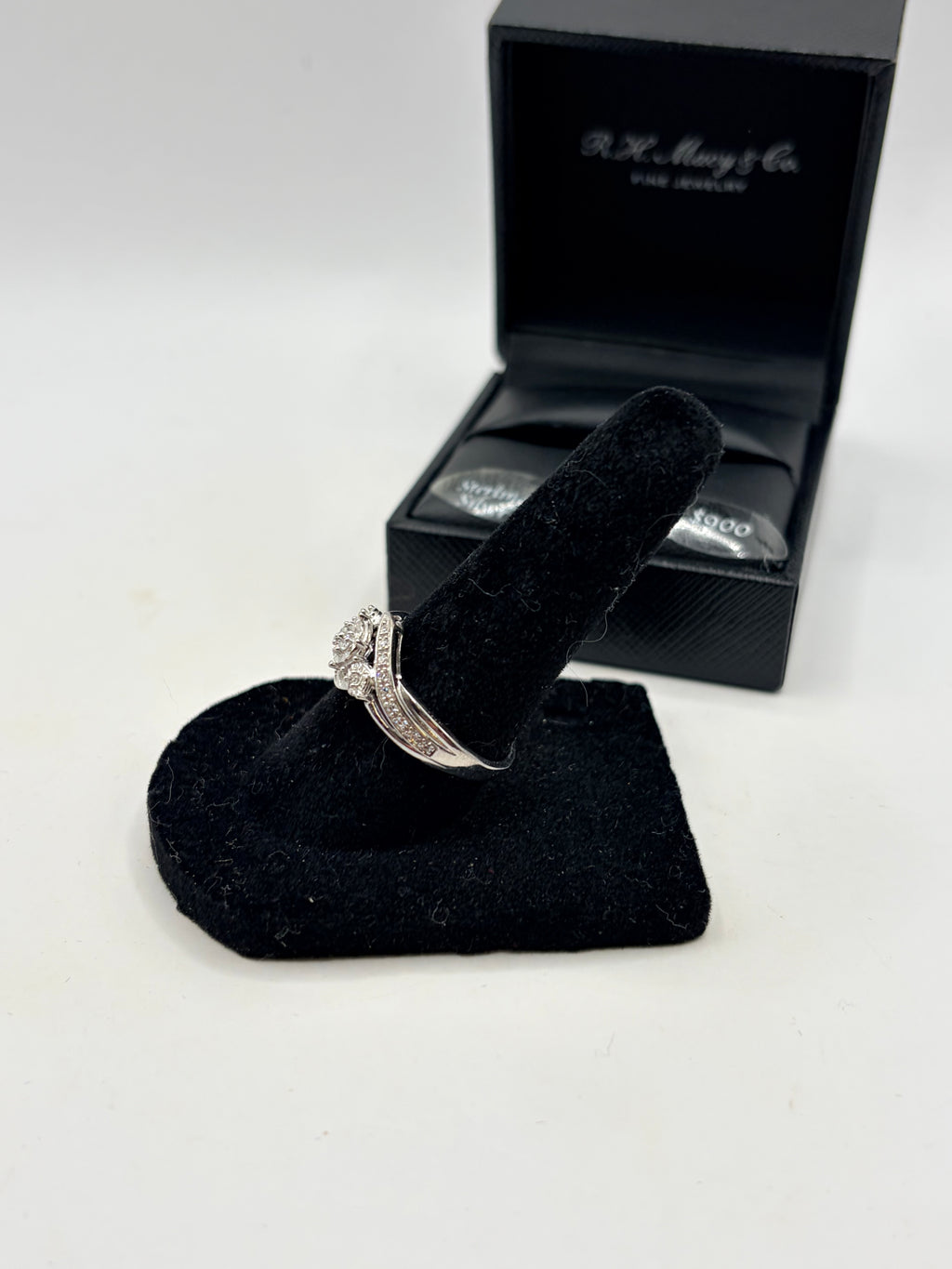 R. H. Macy & Co. Sterling Silver Diamond Three Stone Ring - Size 7 - NIB