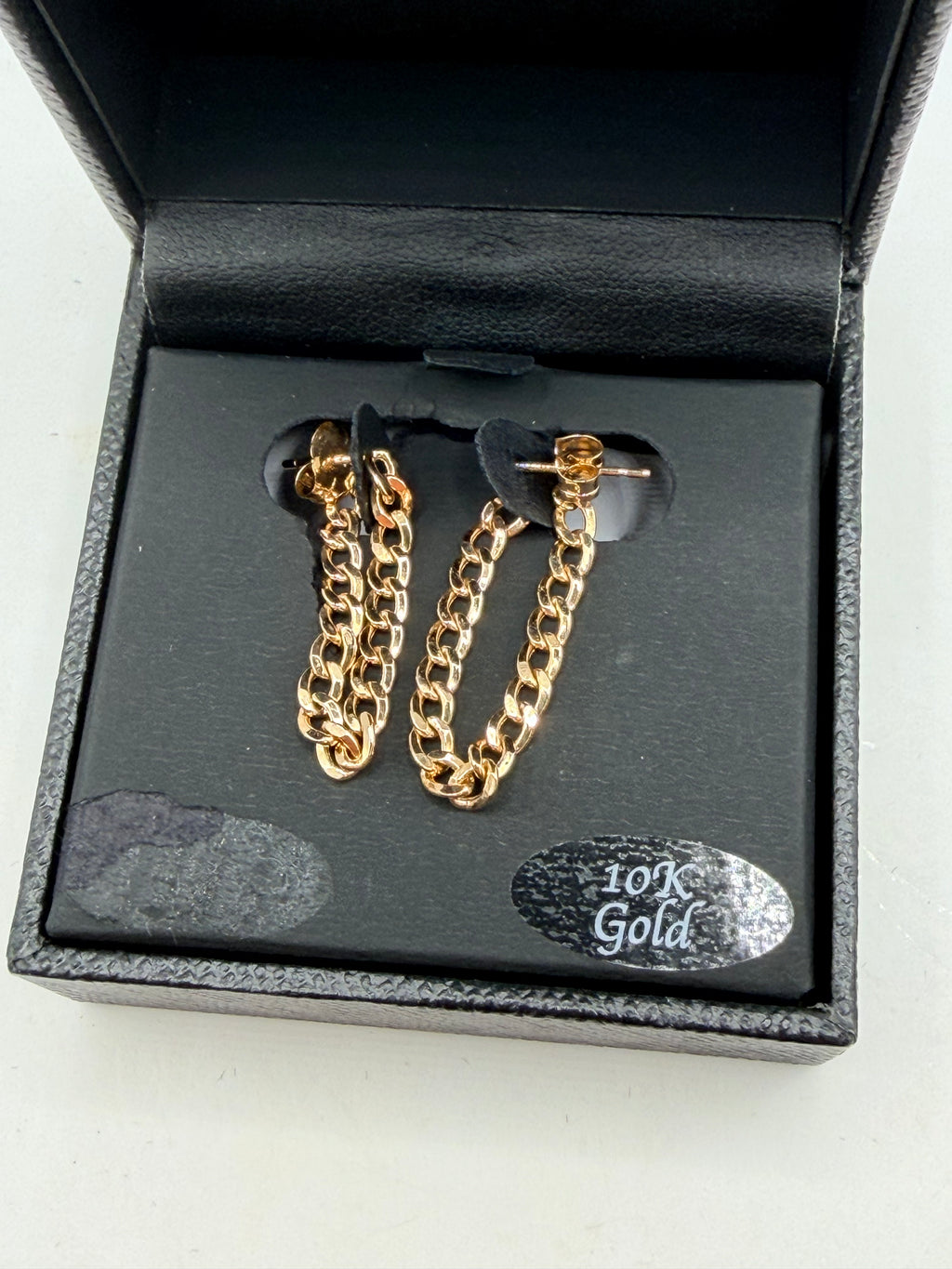 R. H. Macy & Co. 10K Gold Curb Link Chain Huggie Earrings - NIB