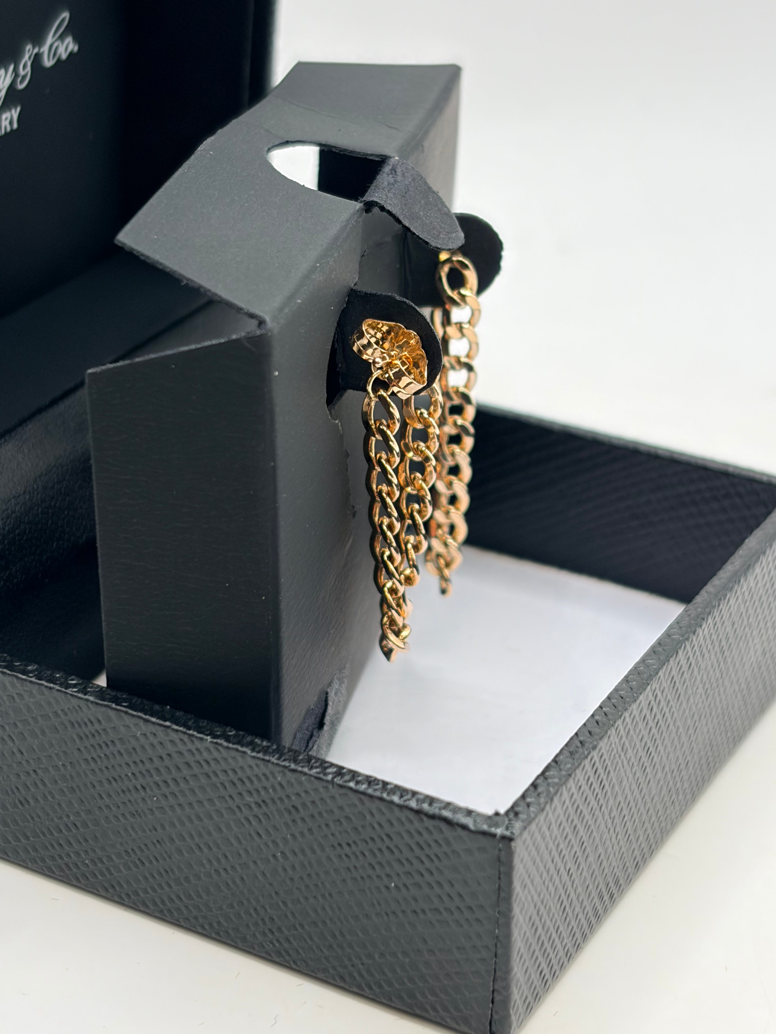 R. H. Macy & Co. 10K Gold Curb Link Chain Huggie Earrings - NIB