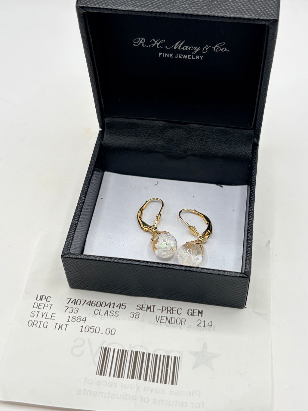 R. H. Macy & Co. Floating Crushed Opal 1 ct.t.w. Drop Earrings in 14k Gold - NIB
