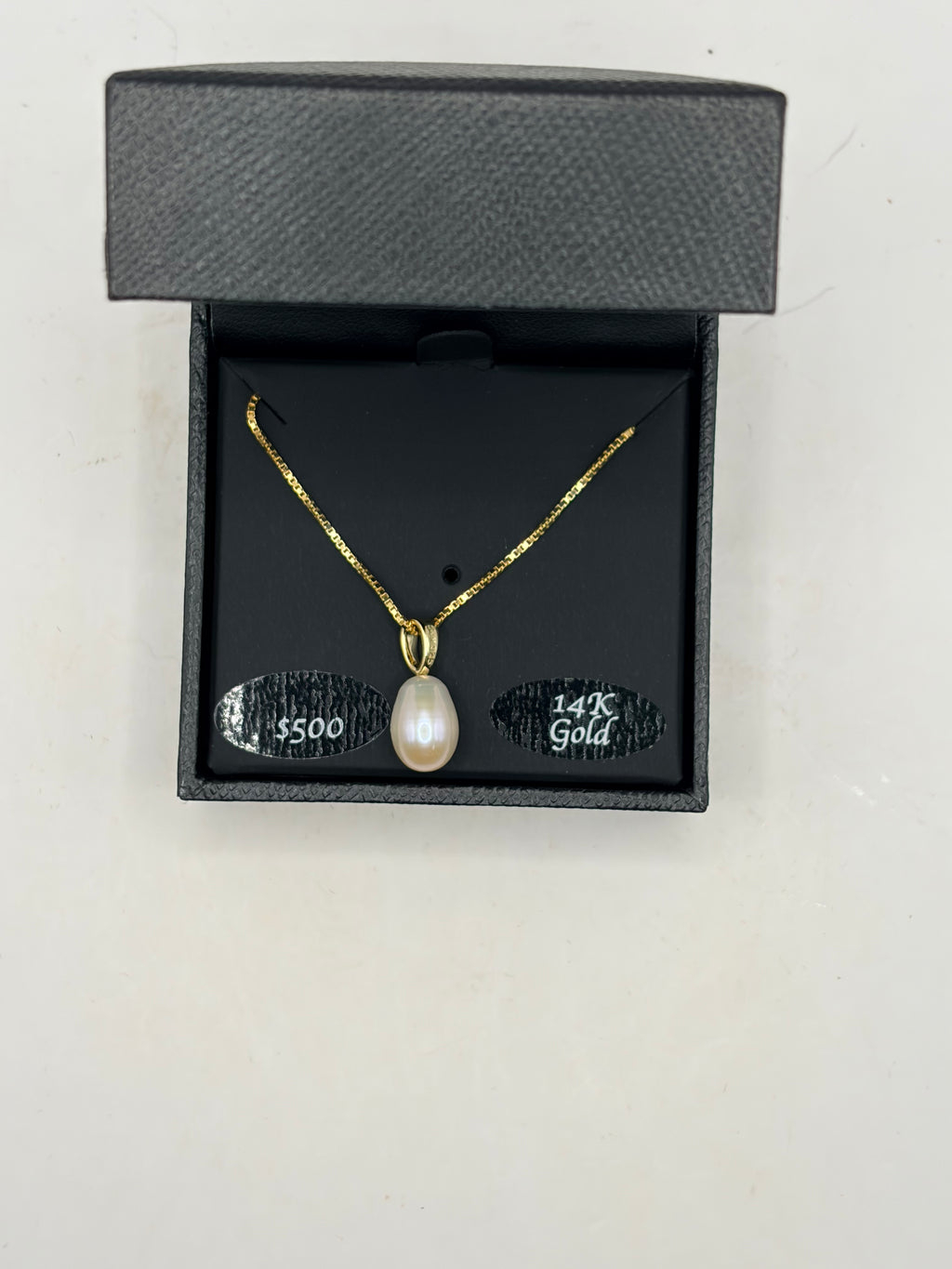 Macy's R.H. Macy & Co. 14K Gold Pearl Pendant Necklace Box Women's