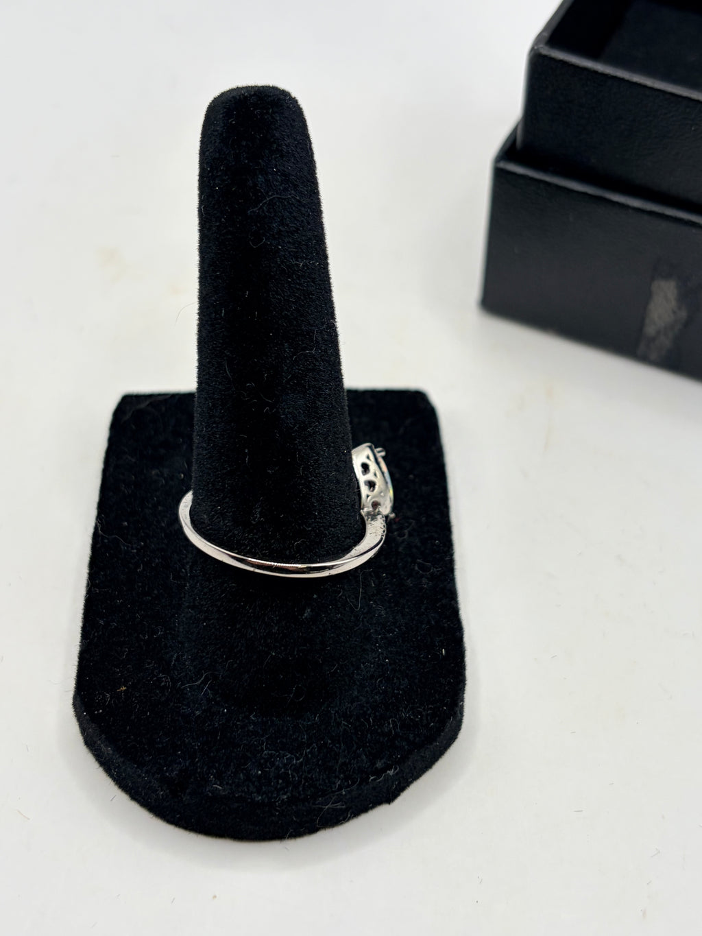 Opal Cubic Zirconia Halo Ring Silver Tone Teardrop Women