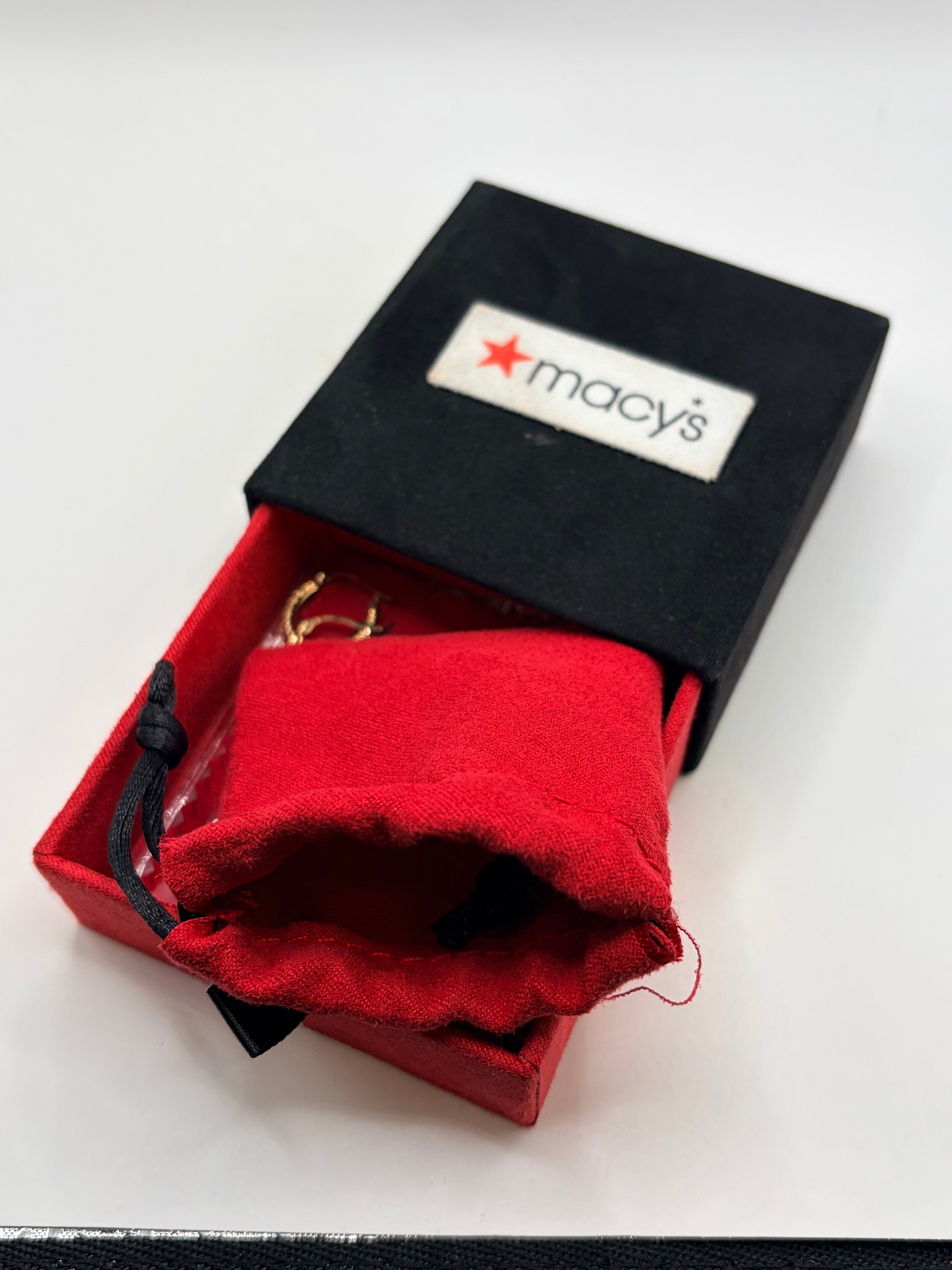 Macy's Polished Ribbed Textured Extra Small Hoop Earrings in 10k Gold, 15mm NIB