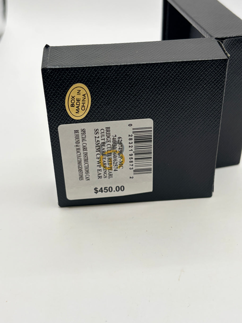 R.H. Macy's Pearl 1/2" Hoop Earrings in 14k Gold Over Sterling Silver - NIB