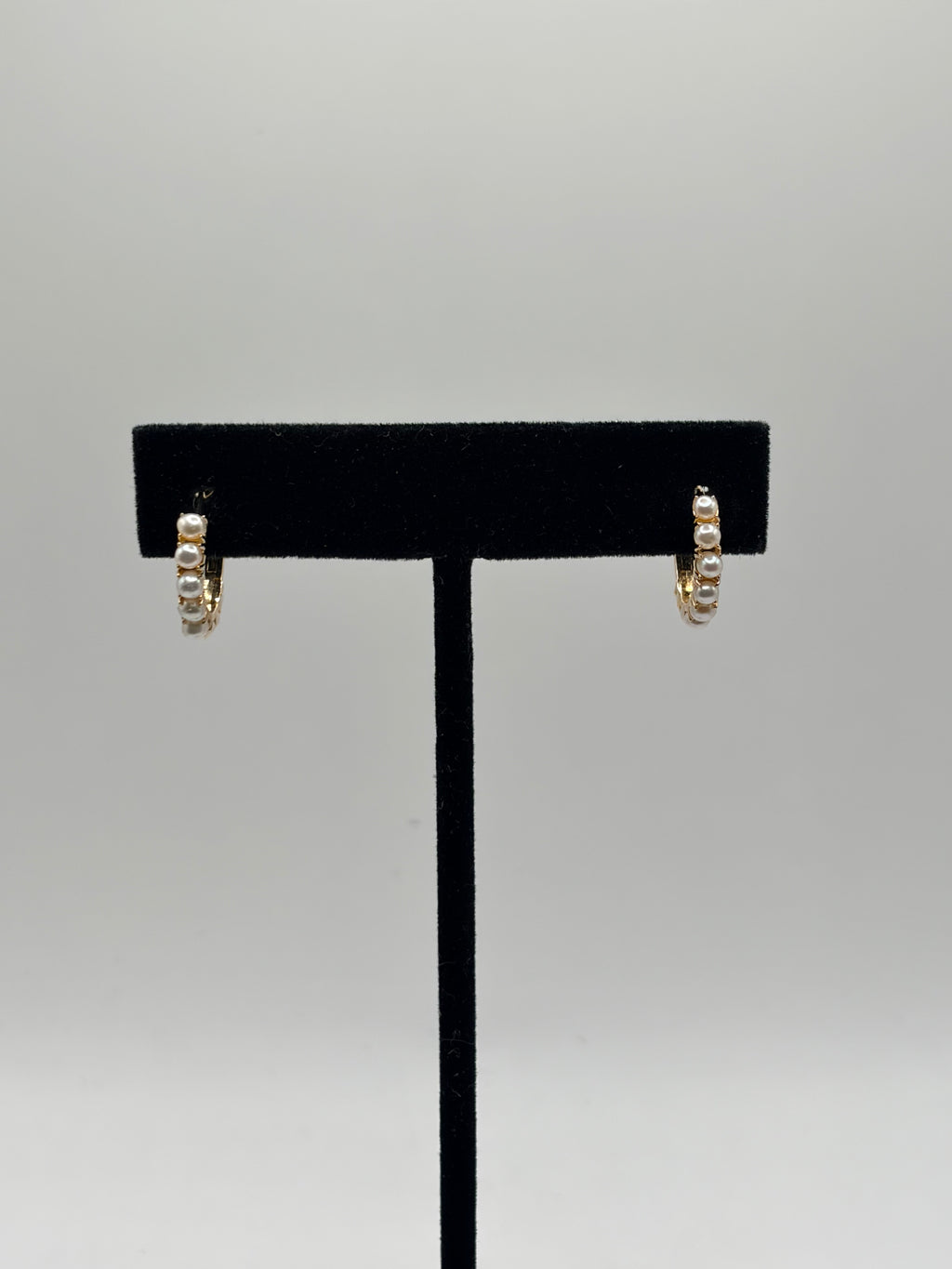 R.H. Macy's Pearl 1/2" Hoop Earrings in 14k Gold Over Sterling Silver - NIB