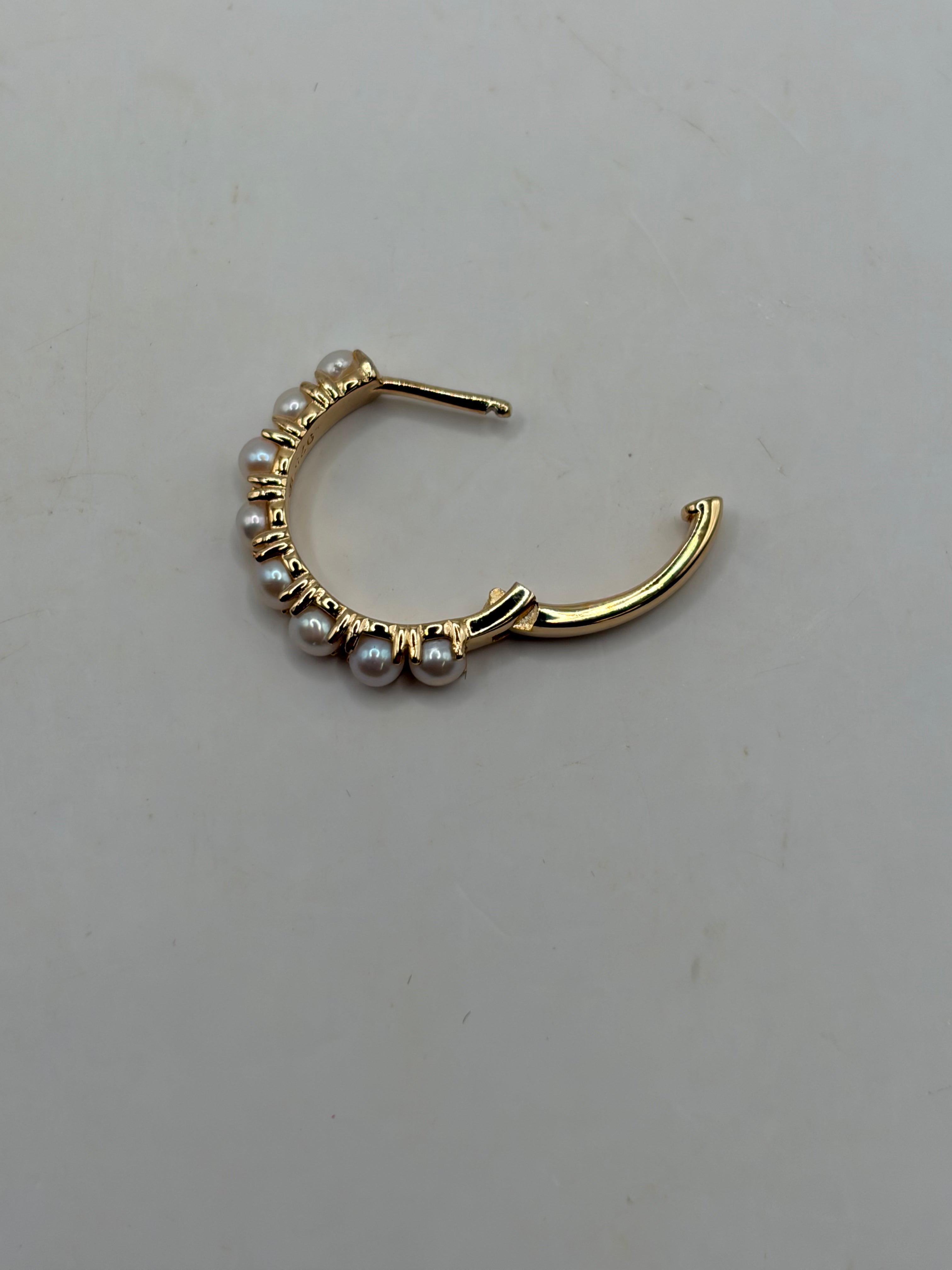 R.H. Macy's Pearl 1/2" Hoop Earrings in 14k Gold Over Sterling Silver - NIB