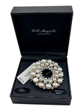 CURATED by Kira R.H. Macy & Co. sterling silver brooch with freshwater pearls and cubic zirconia in a gift box.
