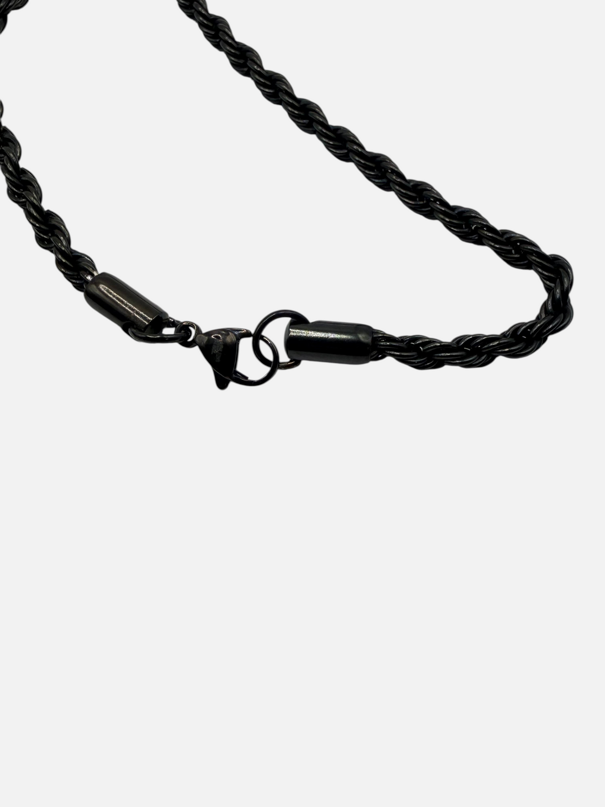 CURATED by Kira black stainless steel rope chain necklace with a secure lobster claw clasp