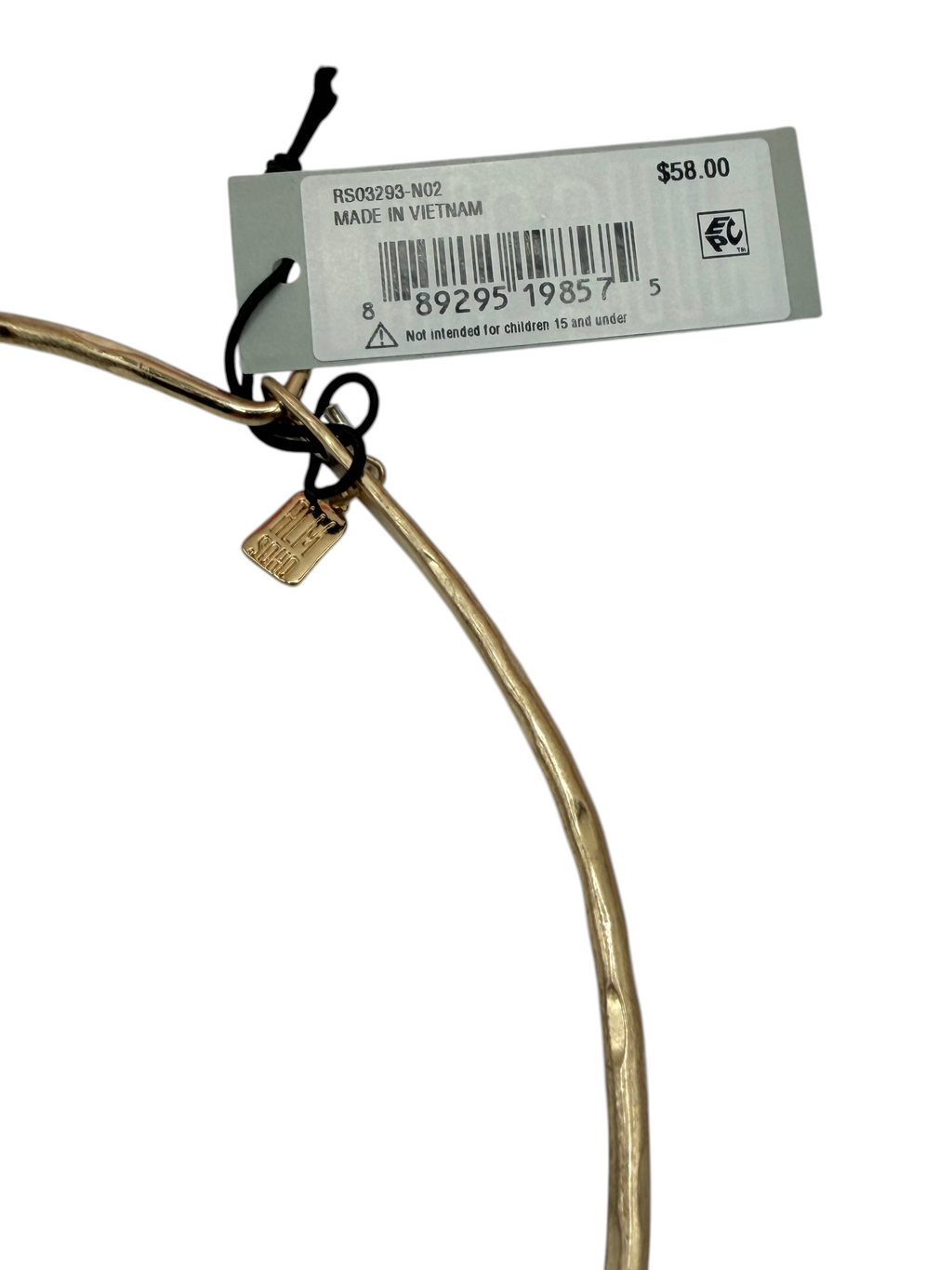 CURATED by Kira gold-plated wire collar necklace with brand tag and retail price tag attached