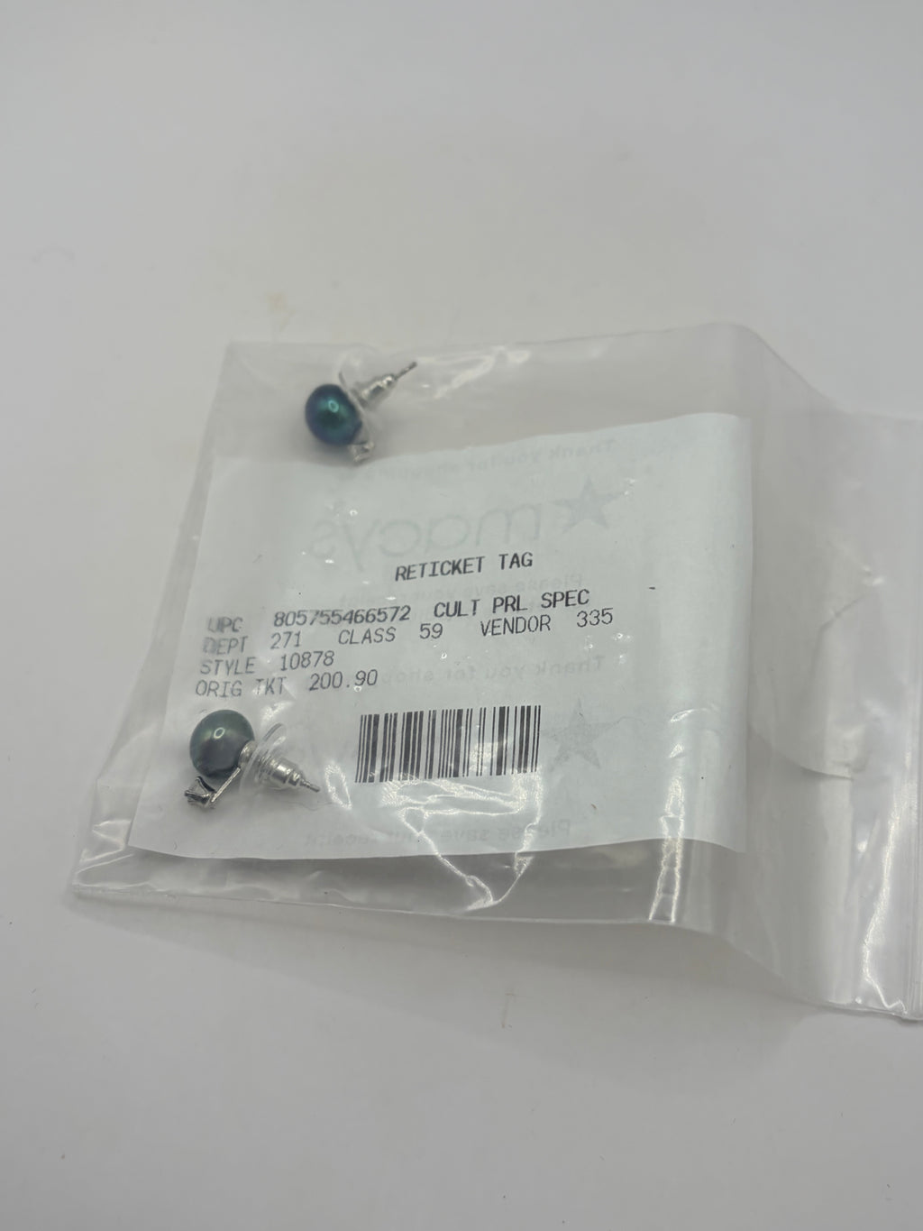 Macy's Black Peacock Cultured Pearl Diamond Accent Stud Earrings - New