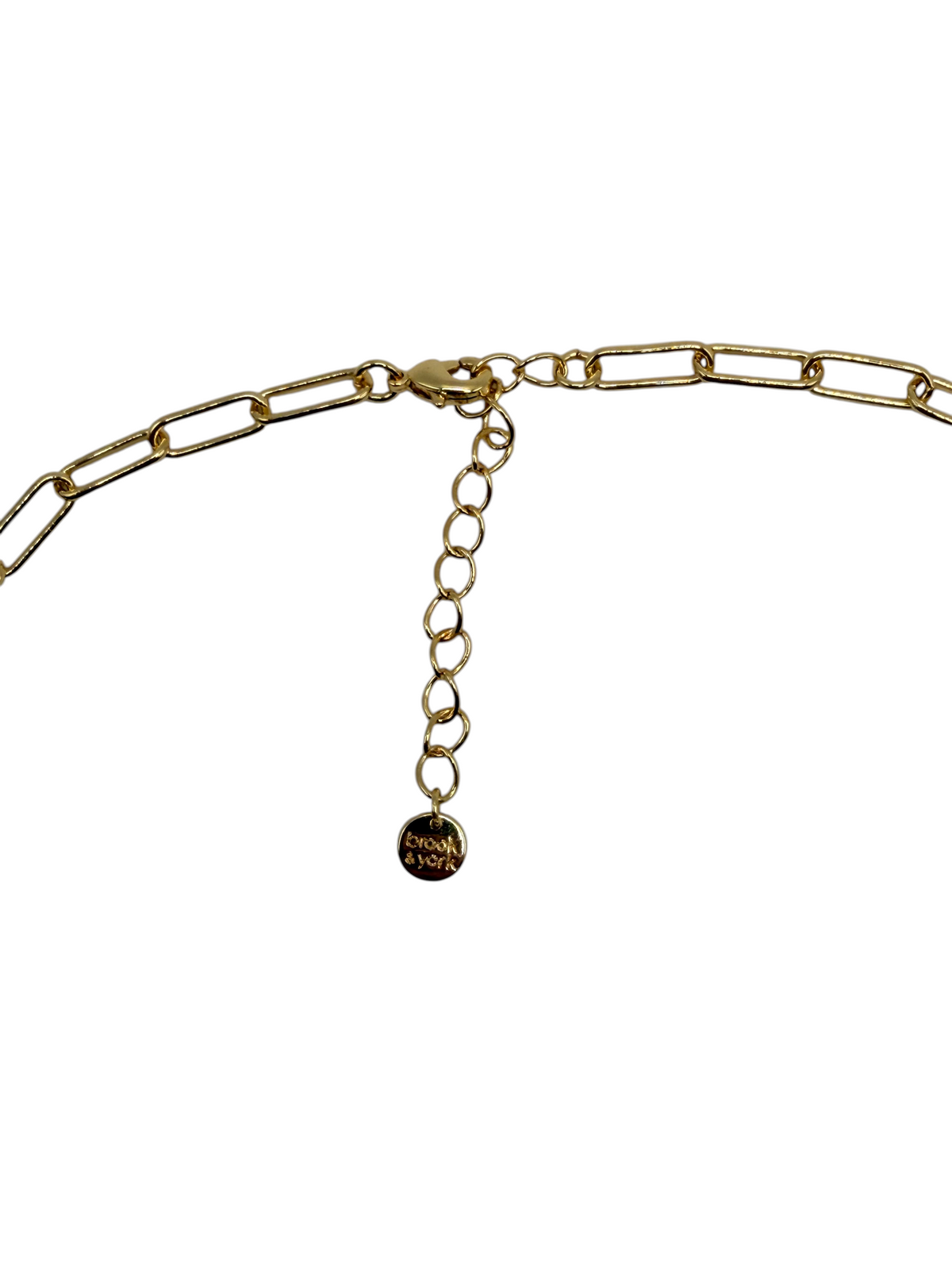CURATED by Kira brook & york gold plated brass necklace featuring an elongated link chain and lobster clasp closure