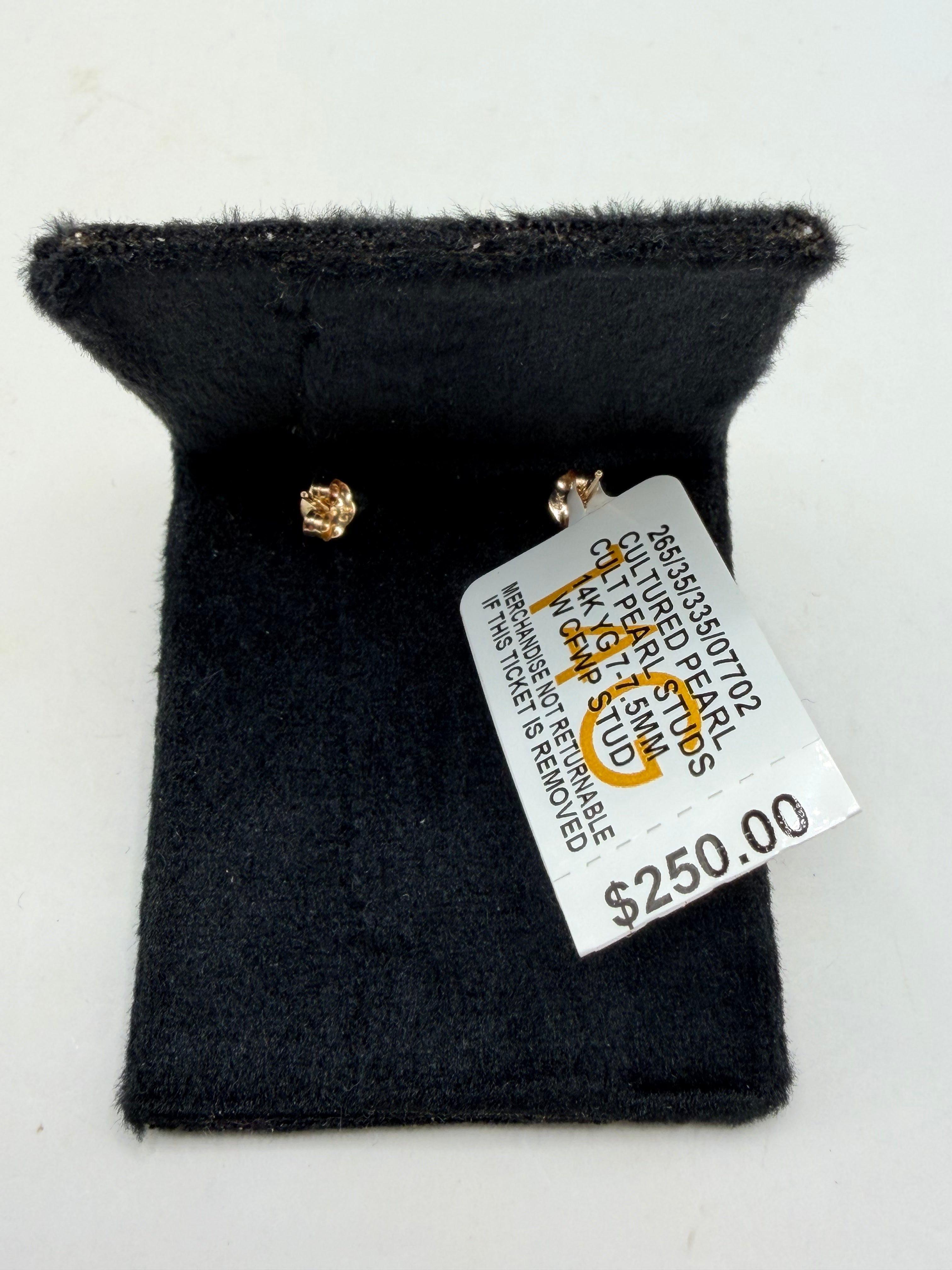 R.H. Macy and Co. Fine Jewelry Belle de Mer White Pearl Stud Earrings in 14k Gold - NIB