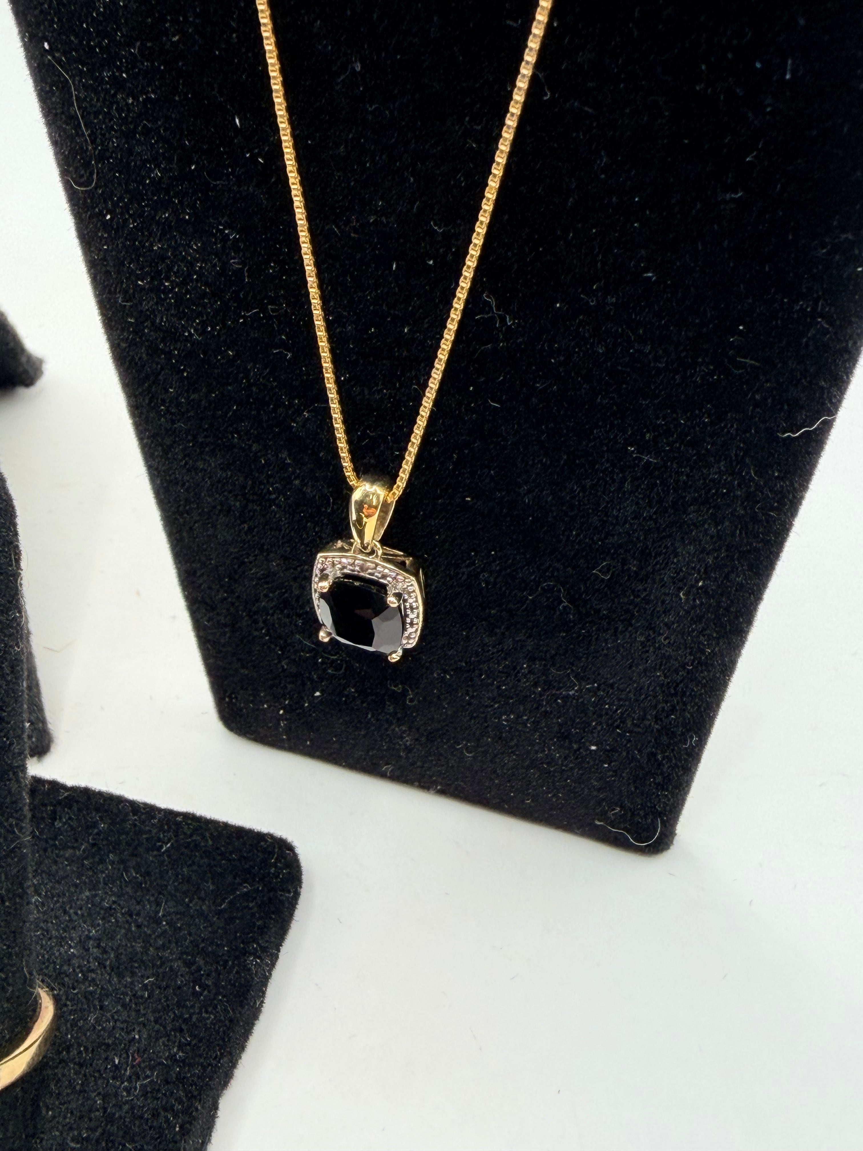 R.H. Macy's 3-Pc. Set Onyx & Diamond Accent Pendant Necklace, Ring and Stud Earrings in 14k Gold-Plated Sterling Silver