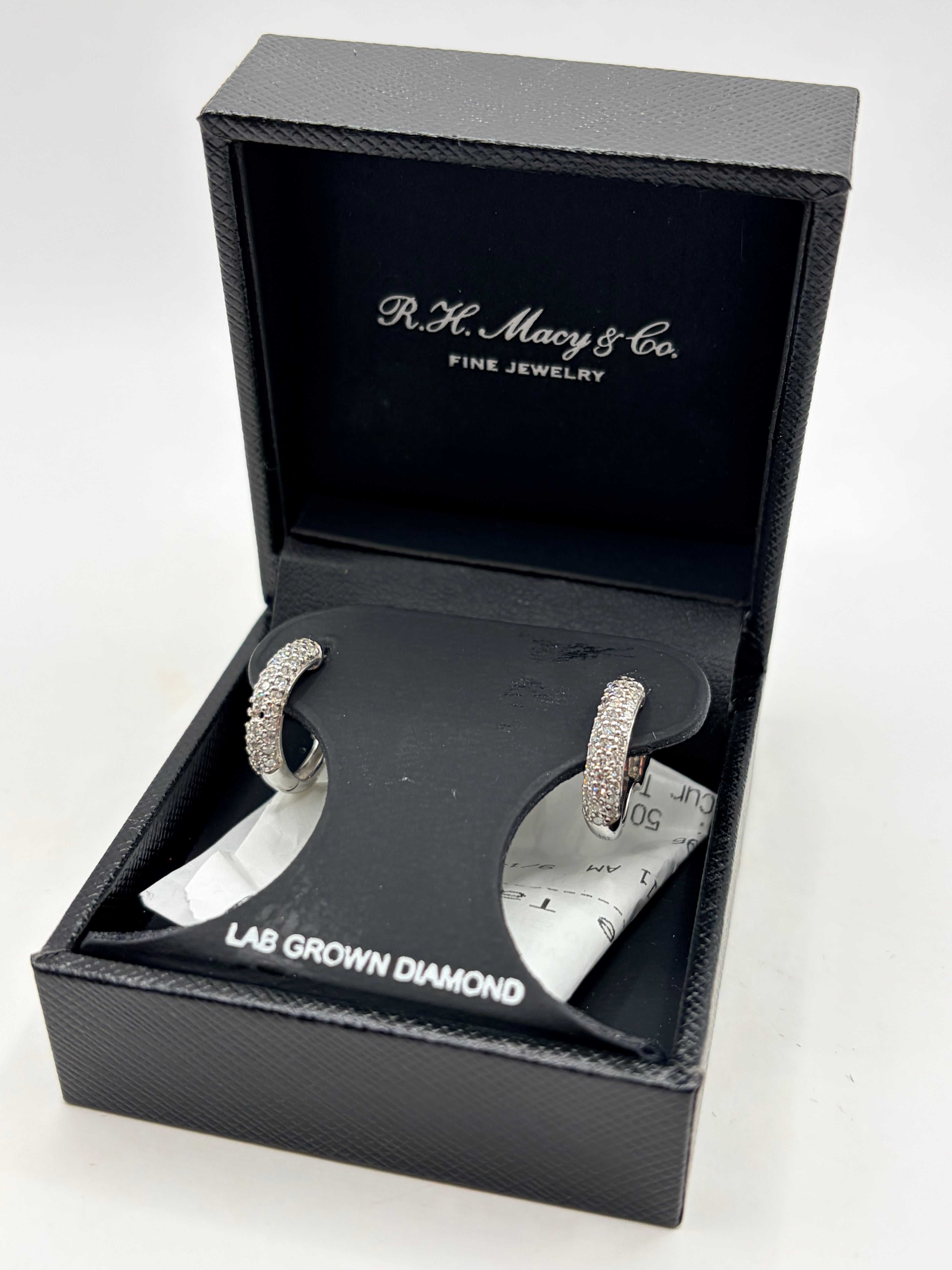 R.H. Macy and Co. Fine Jewelry Lab Grown Diamond Pave Hoop Earrings