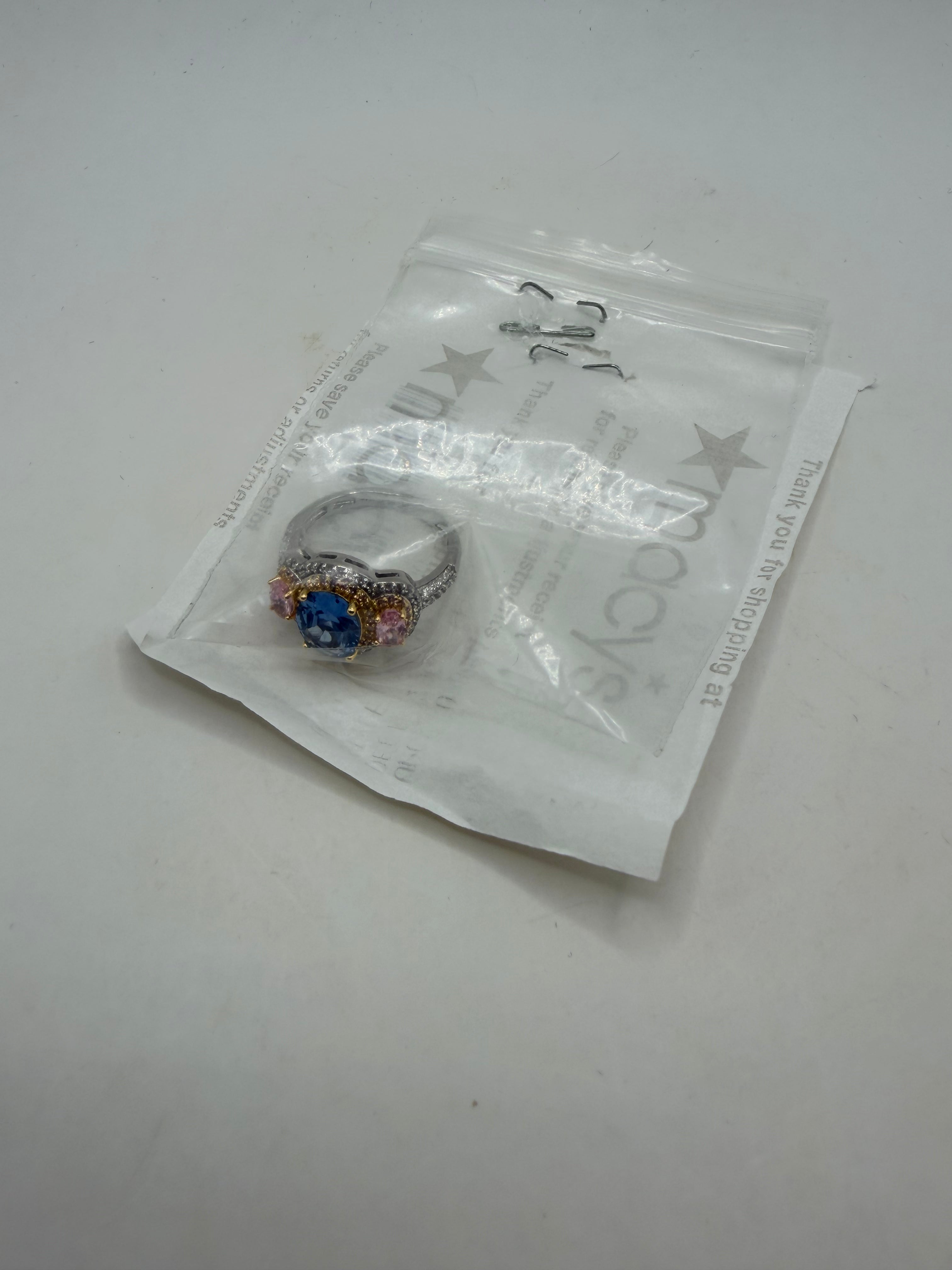 Macy's Multicolor Cubic Zirconia Ring Sterling Silver Style 296 Women's