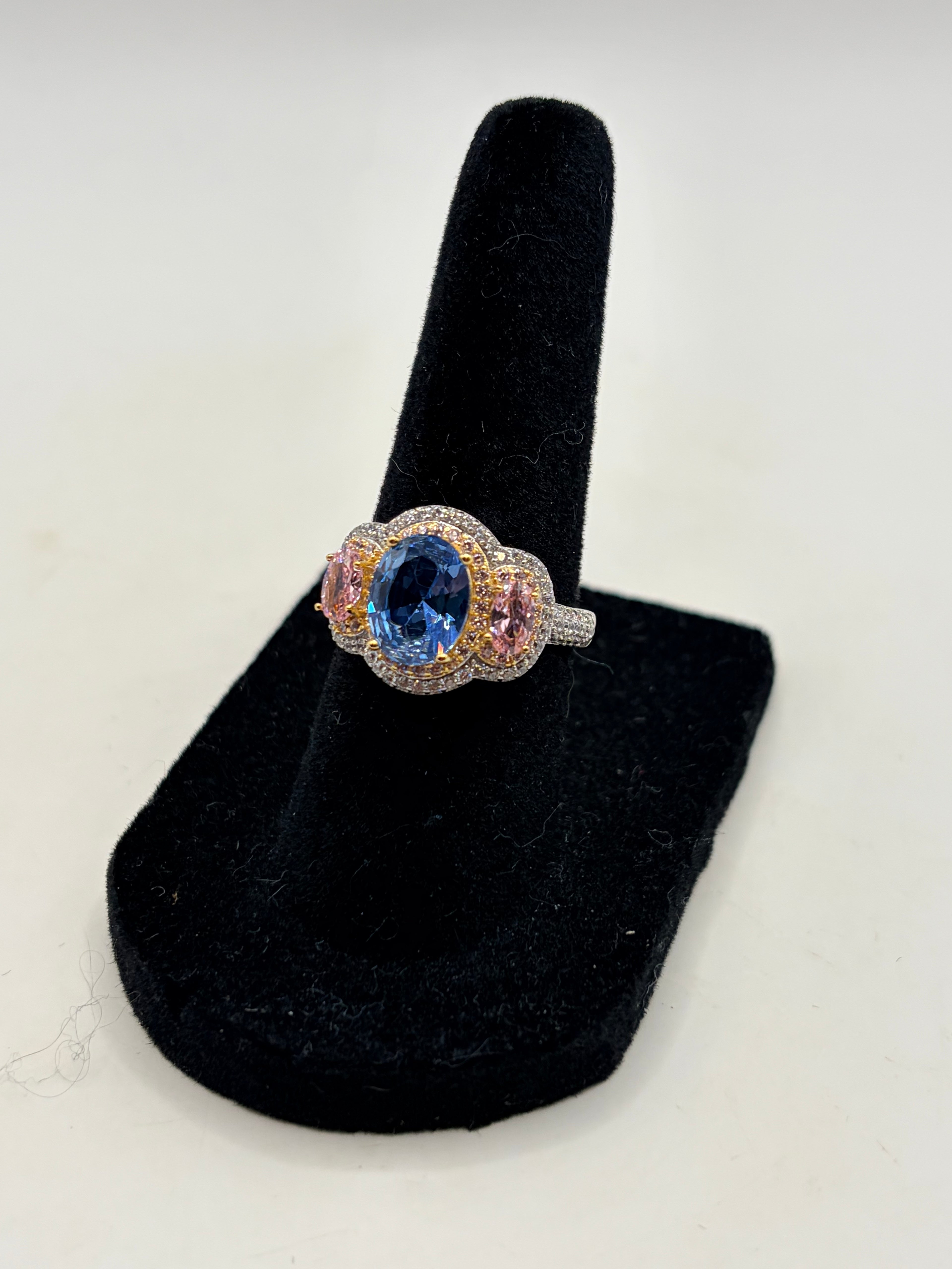 Macy's Multicolor Cubic Zirconia Ring Sterling Silver Style 296 Women's