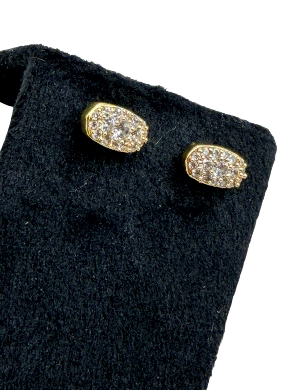 CURATED by Kira Kendra Scott Grayson stud earrings in 14k gold plated brass with sparkling white crystal CZ stones.