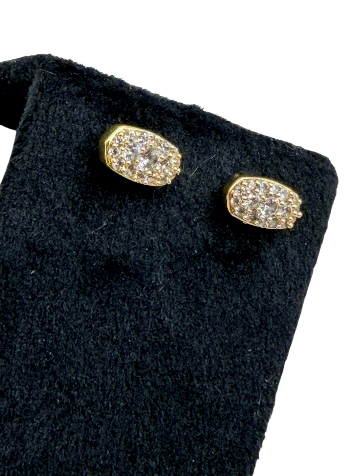 CURATED by Kira Kendra Scott Grayson stud earrings in 14k gold plated brass with sparkling white crystal CZ stones.