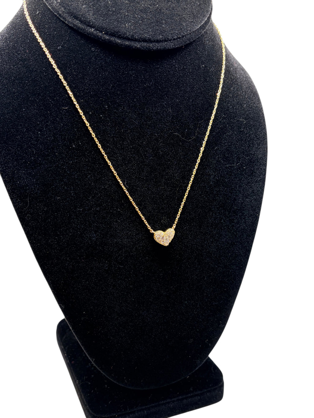 CURATED by Kira Kendra Scott Ari gold heart necklace featuring white pavé crystals on a 14k gold plated brass chain.