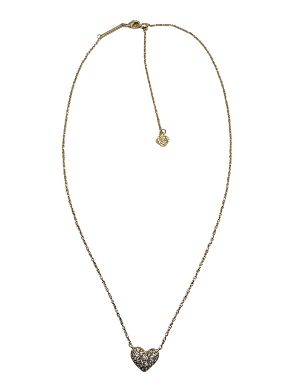 CURATED by Kira Kendra Scott Ari gold heart necklace with white CZ pavé crystals on a 14k gold over brass chain