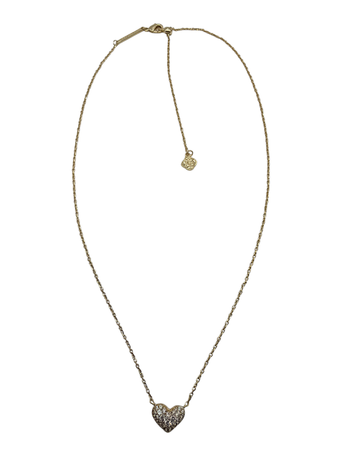 CURATED by Kira Kendra Scott Ari gold heart necklace with white CZ pavé crystals on a 14k gold over brass chain