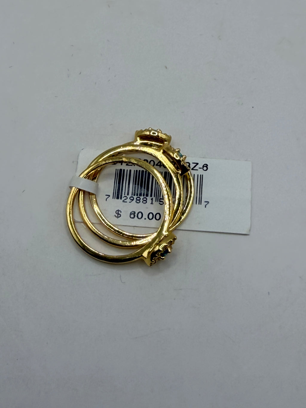 Macy's Cubic Zirconia Evil Eye Trio 18K Gold Plate Stack Ring, Set of 3 - Size 6 - NWT