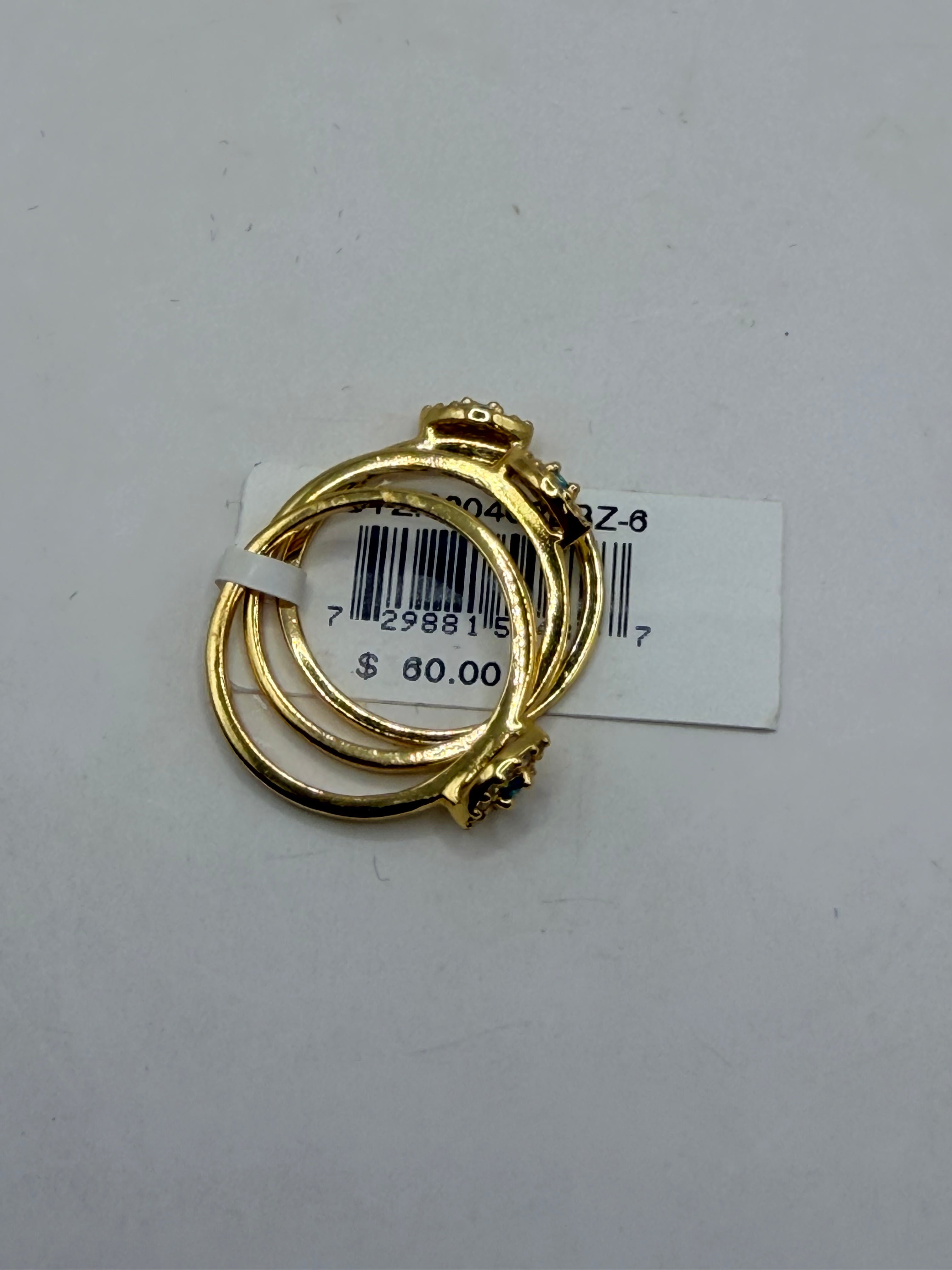 Macy's Cubic Zirconia Evil Eye Trio 18K Gold Plate Stack Ring, Set of 3 - Size 6 - NWT