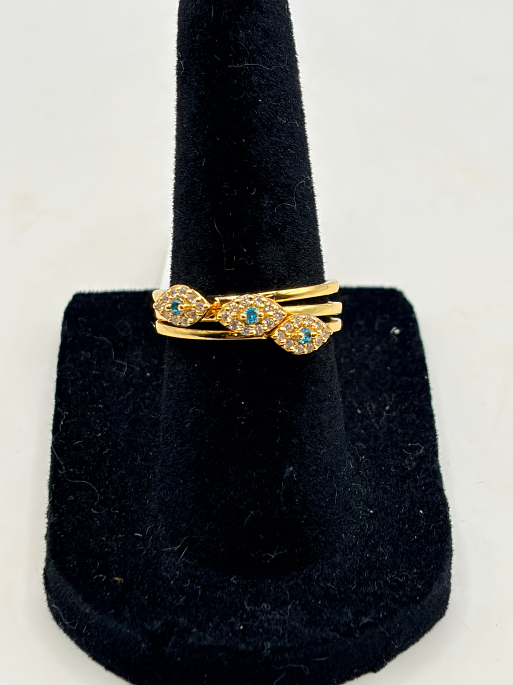 Macy's Cubic Zirconia Evil Eye Trio 18K Gold Plate Stack Ring, Set of 3 - Size 6 - NWT