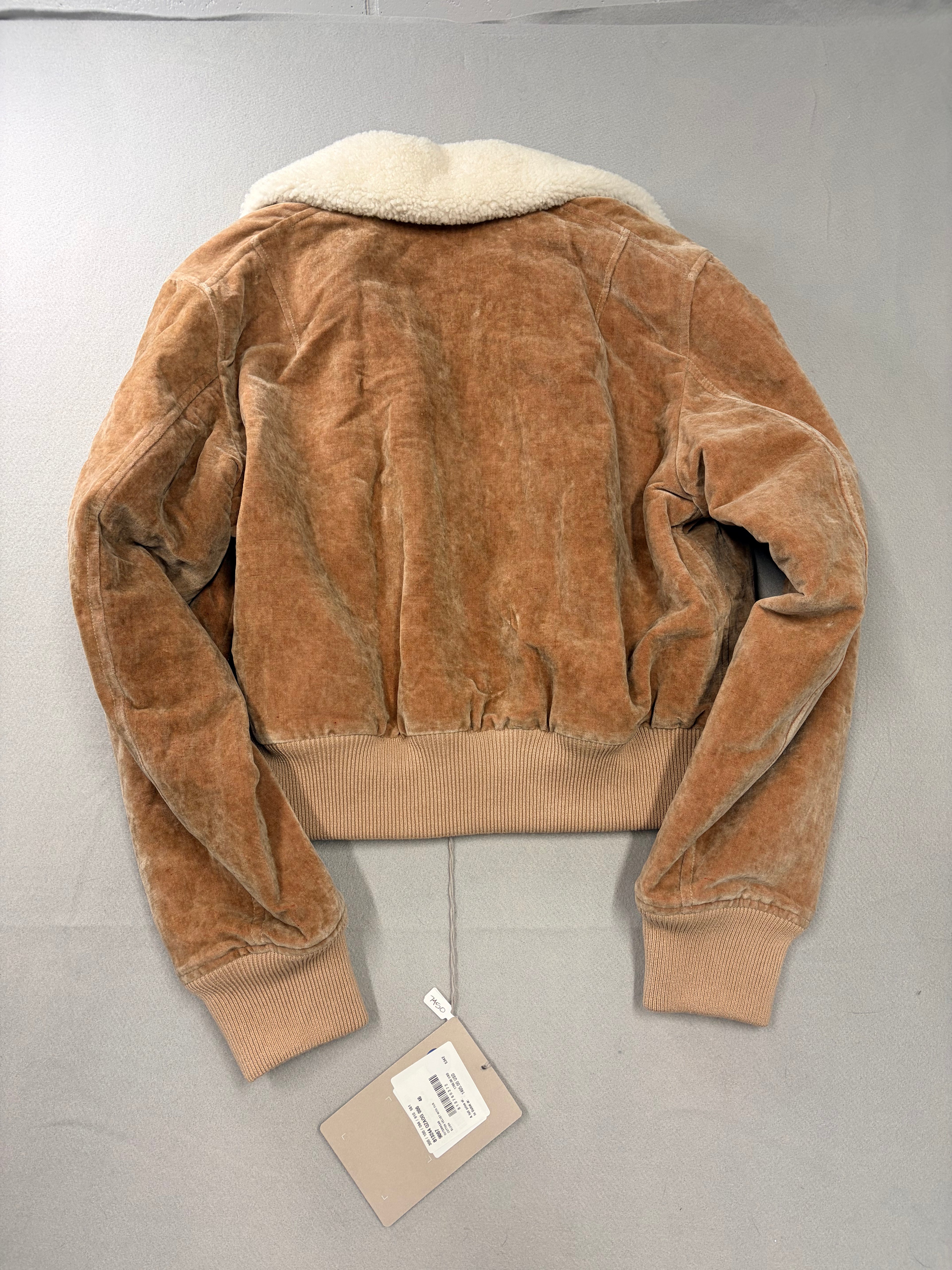 7045 - Alexander McQueen Velvet Shearling Collar Bomber Jacket Size 46 - NWT