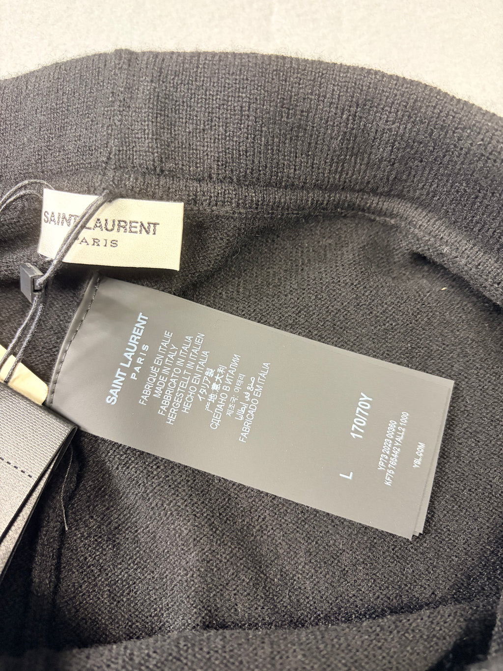 Saint Laurent 768442 YALL2 1000 Cashmere Jogger Pants Black L
