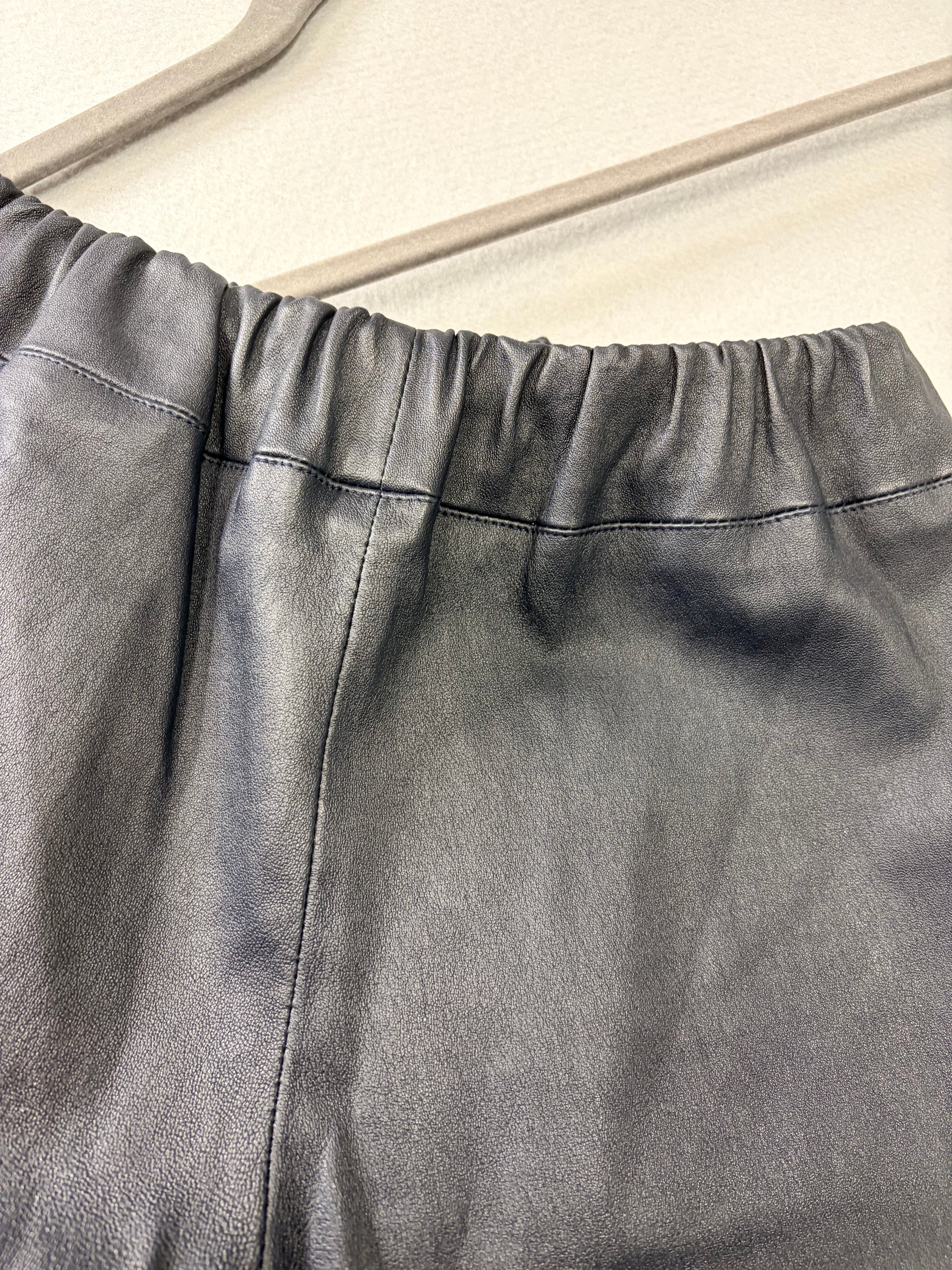 The Row Moto W2EYFI B2 Navy Leather Leggings M Women's