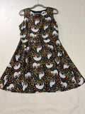 LA Soul DR-1820 Sloth Print Sleeveless A-Line Dress S Black Women's