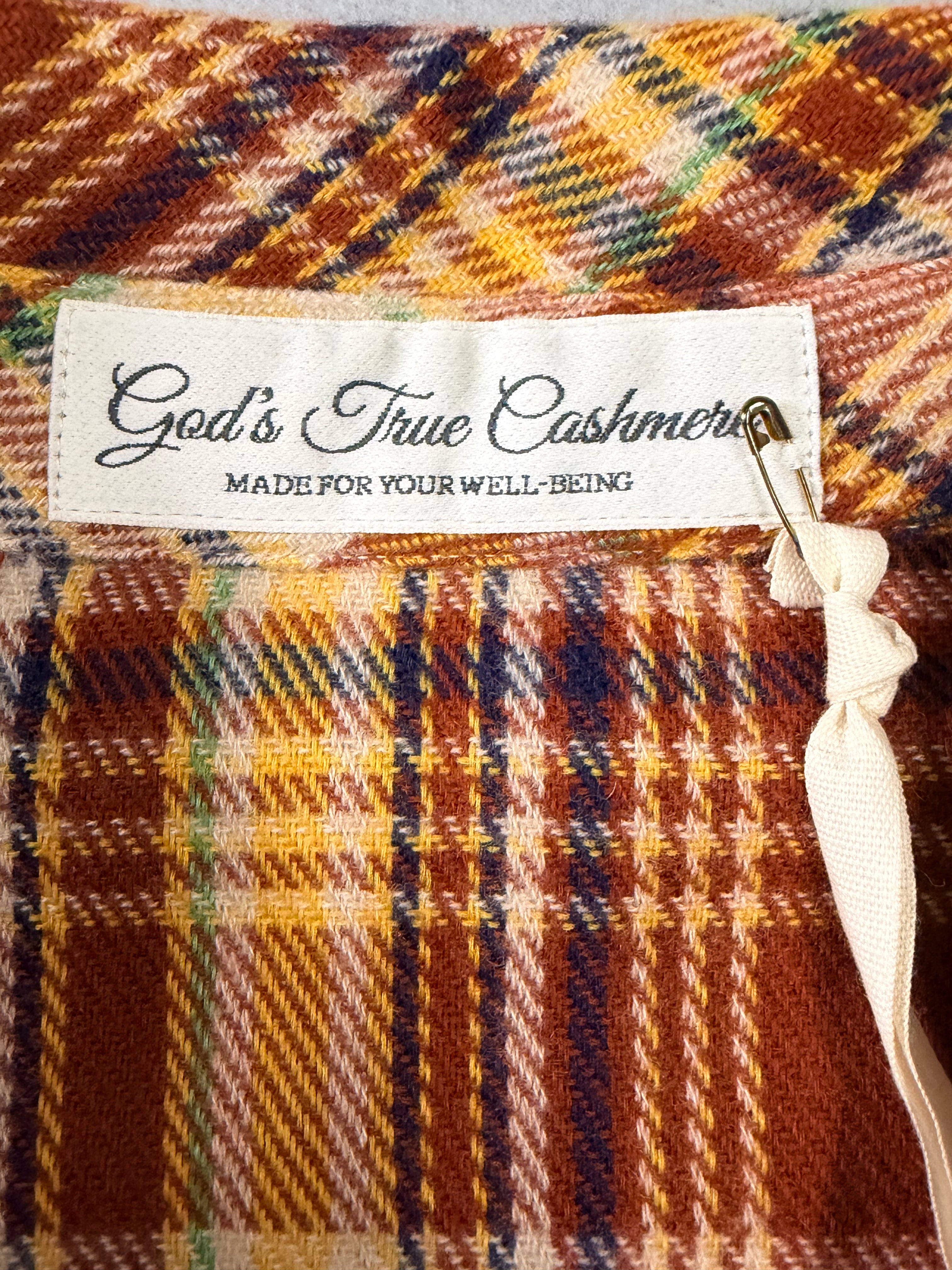 God's True Cashmere Plaid Flannel Snap Shirt - Size XL