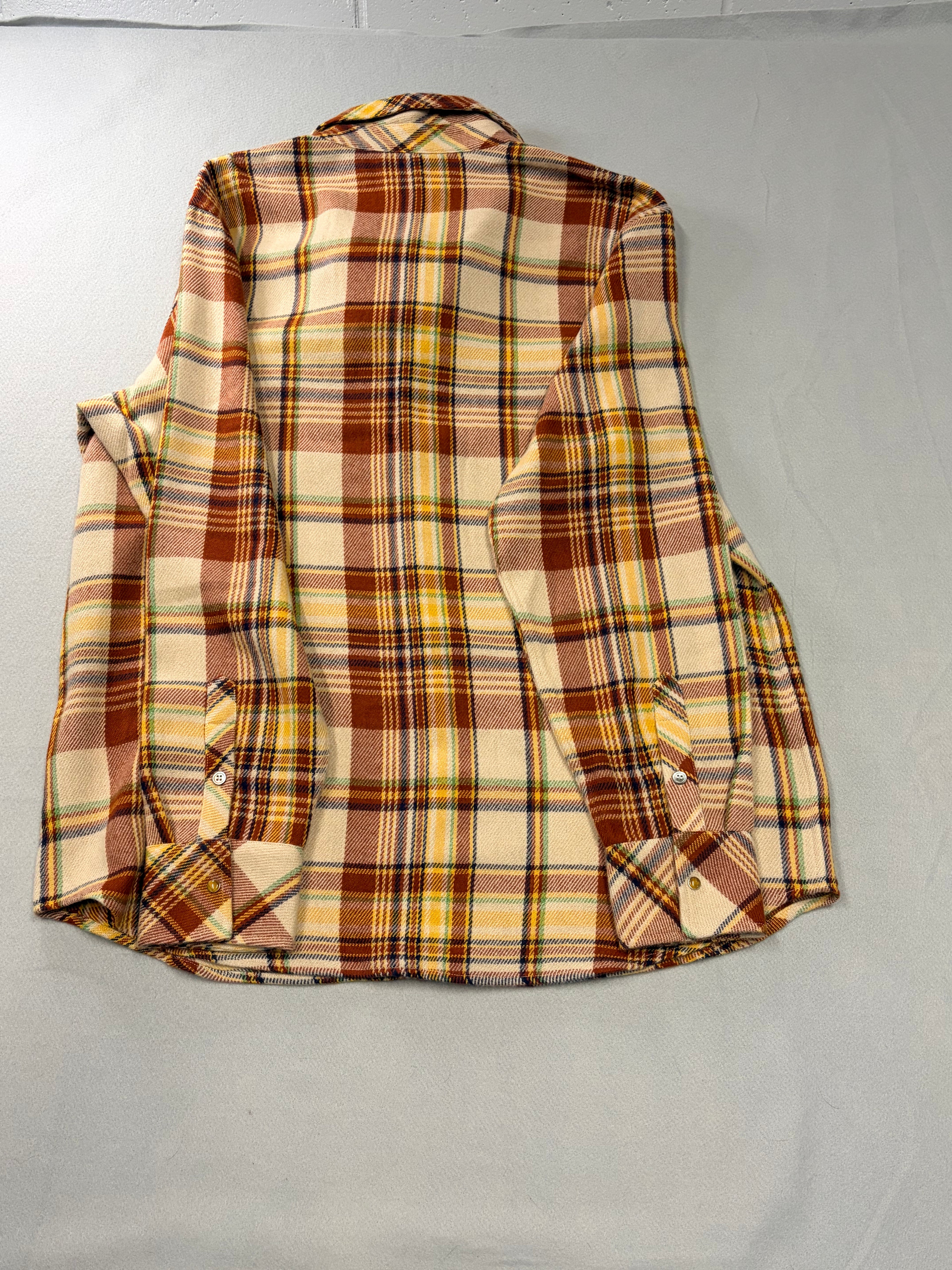 God's True Cashmere Plaid Flannel Snap Shirt - Size XL