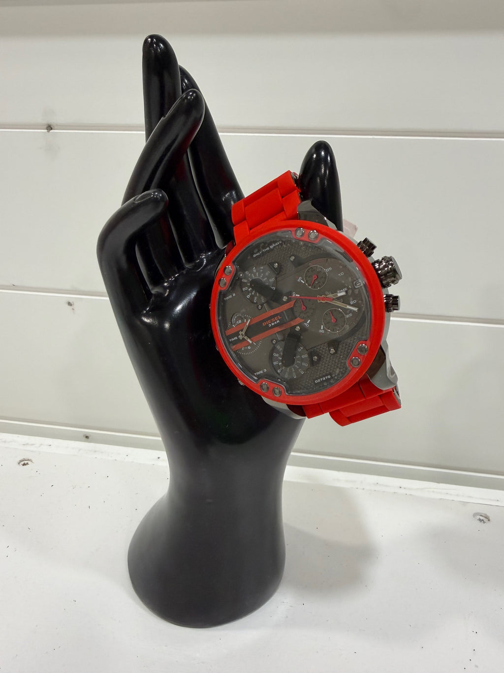 Diesel Men's Chronograph Mr. Daddy 2.0 Red Silicone Strap Watch 55x66mm DZ7370