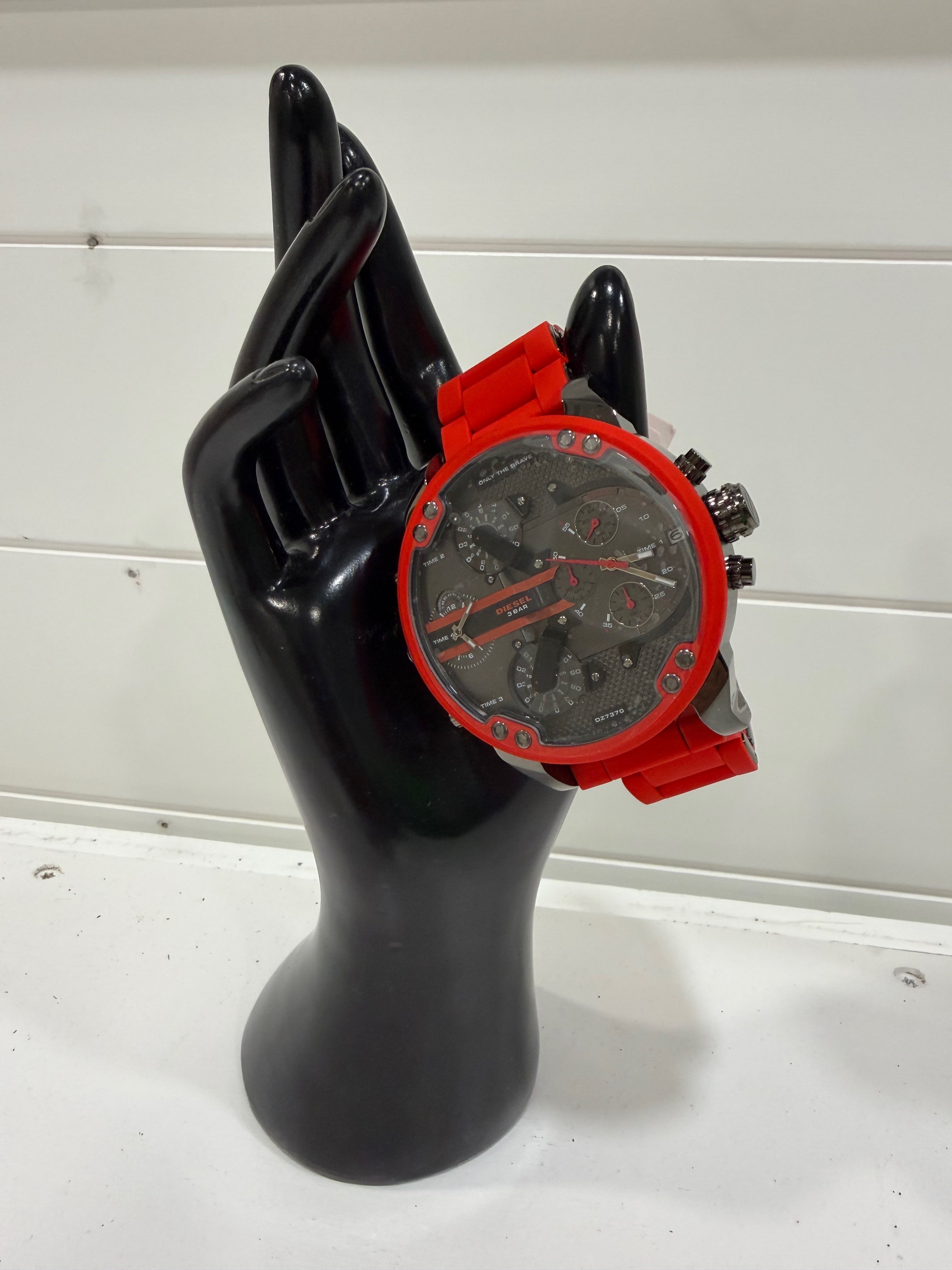 Diesel Men's Chronograph Mr. Daddy 2.0 Red Silicone Strap Watch 55x66mm DZ7370