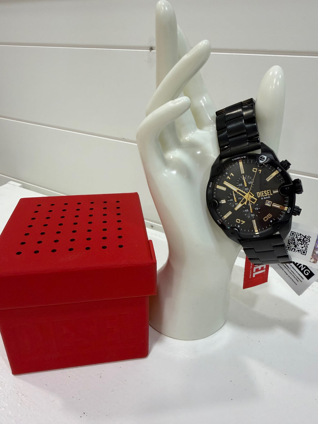 Diesel Men's Spiked Chronograph Black Stainless Steel Watch 49mm