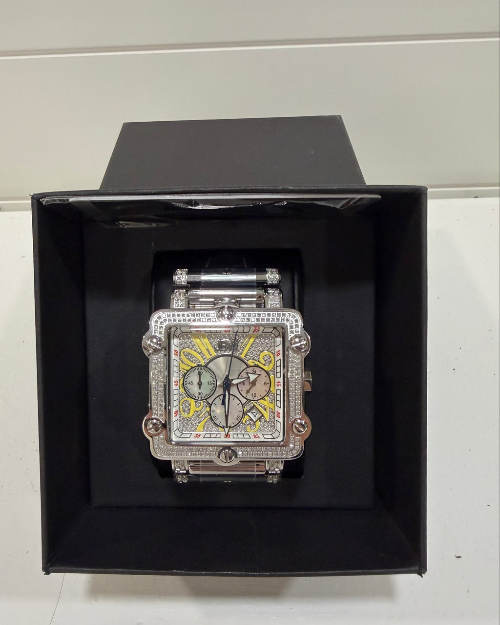 JBW Phantom Silver-tone Chronograph Crystal Dial Silver-tone Steel Diamond Men's Watch